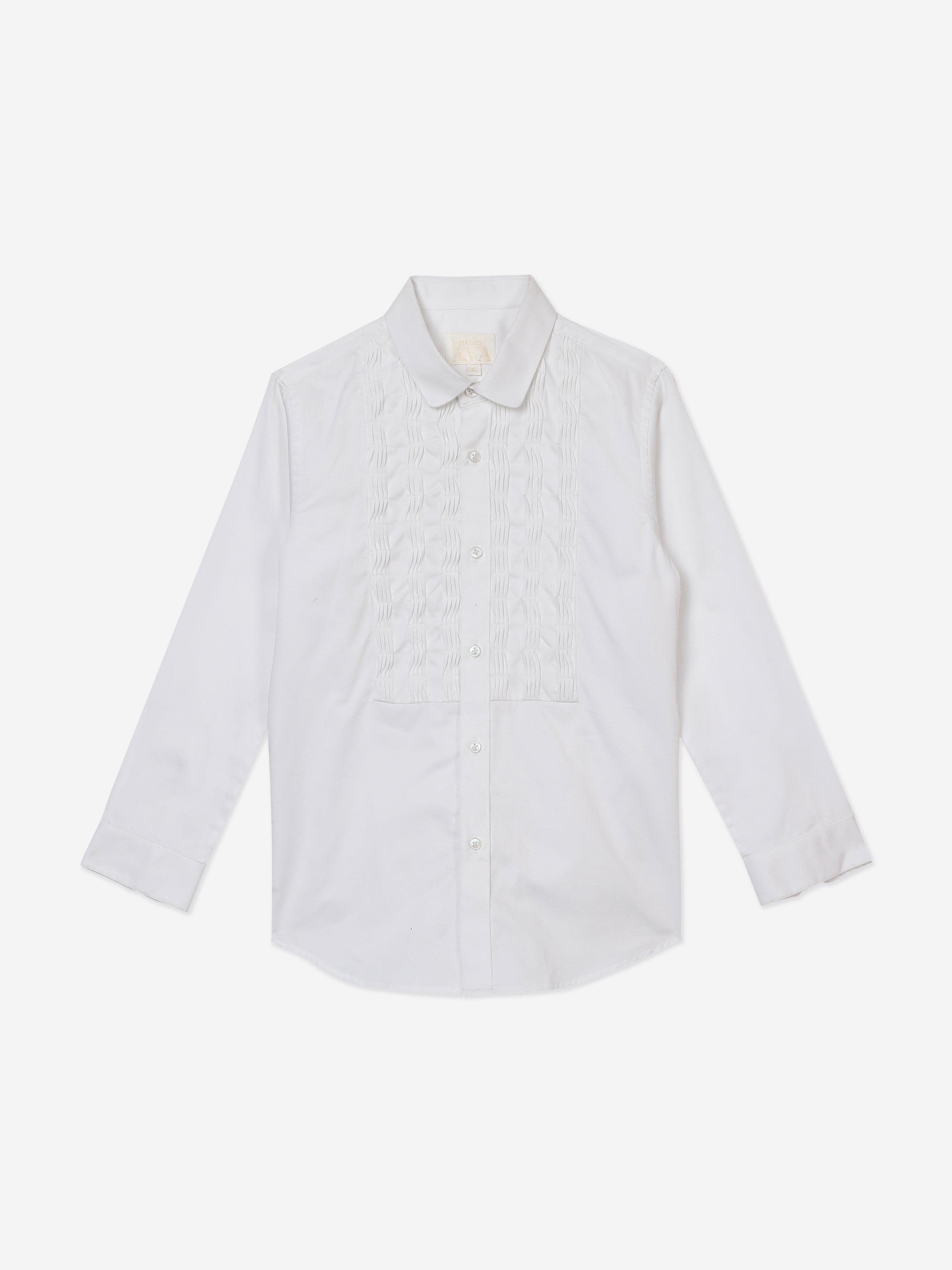 Boys Embroidered Tristan Shirt in White