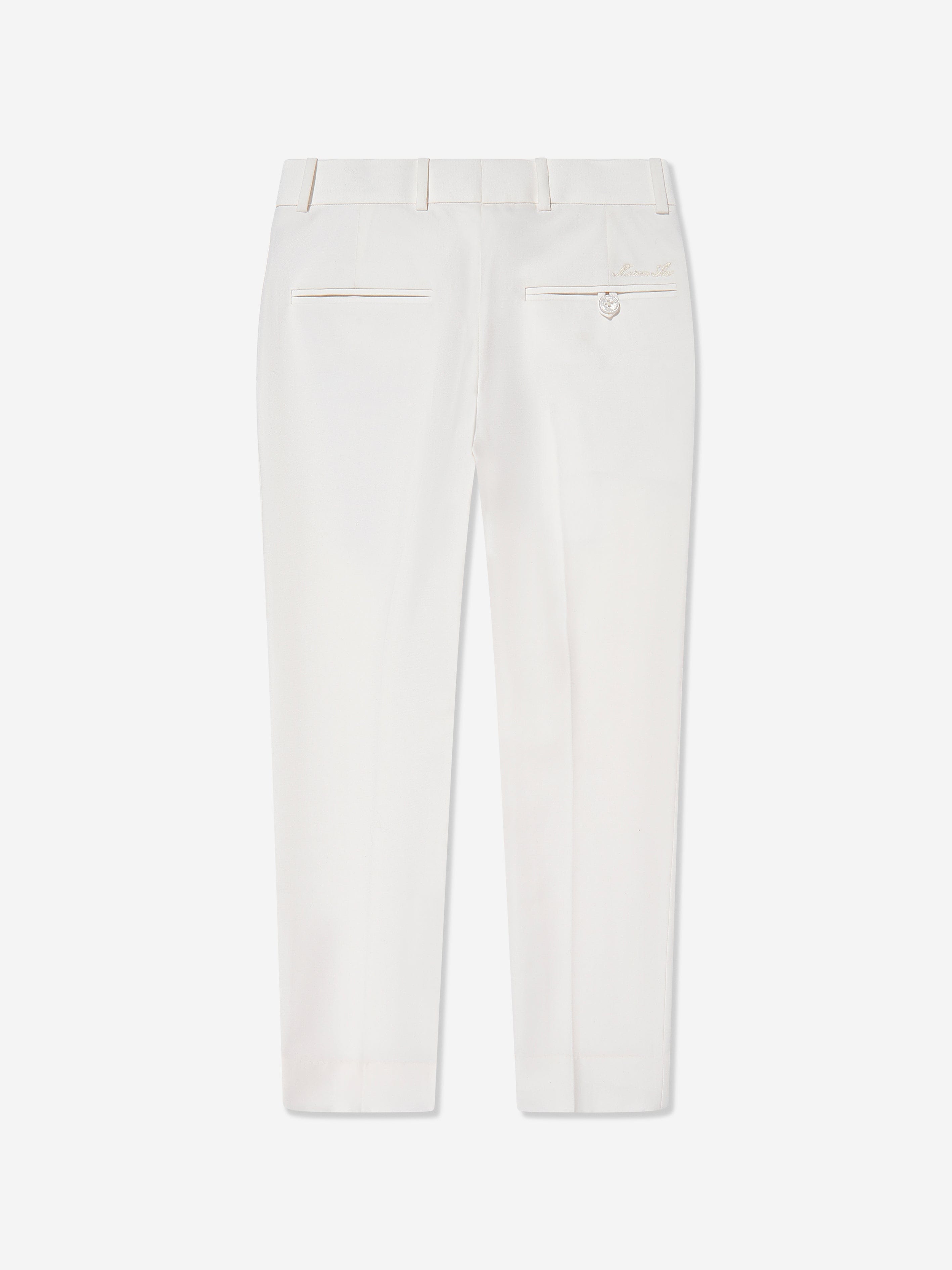 Boys Wool Blend Noel Trousers in Ivory