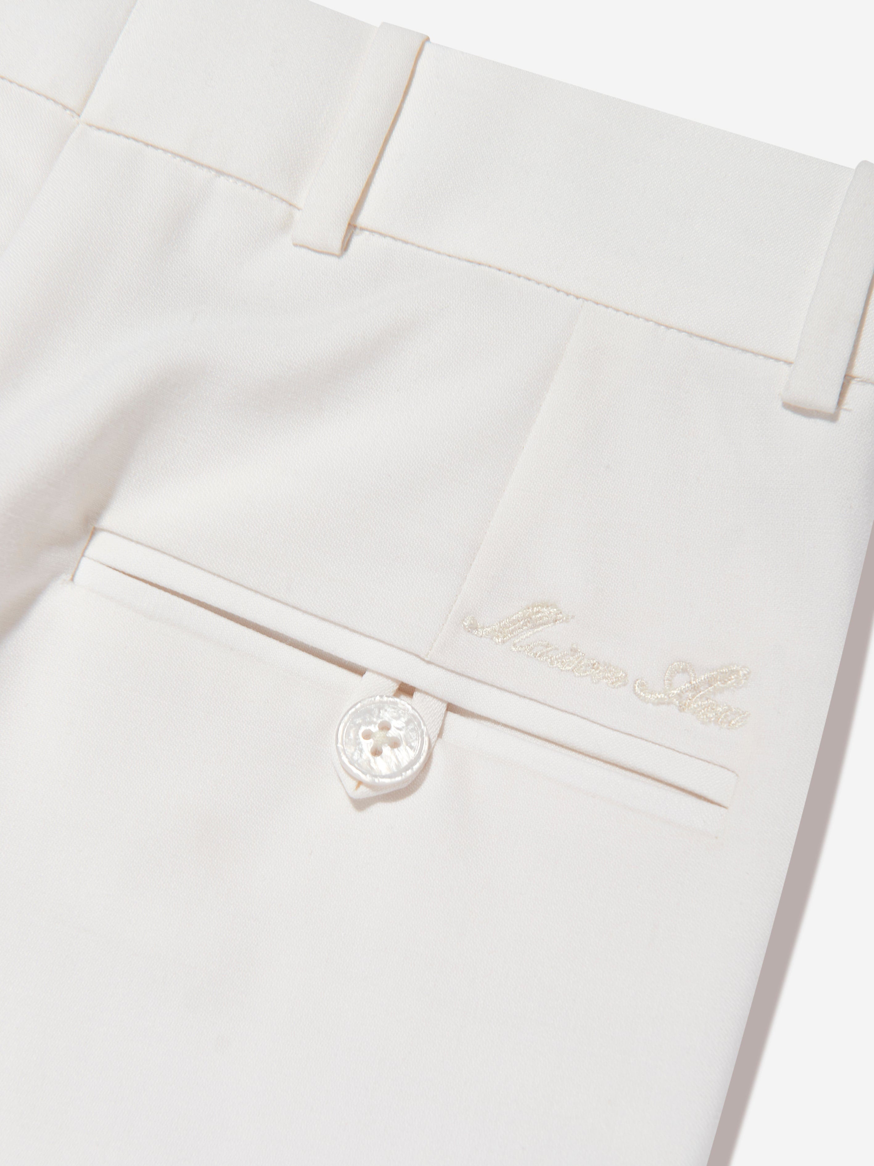 Boys Wool Blend Noel Trousers in Ivory