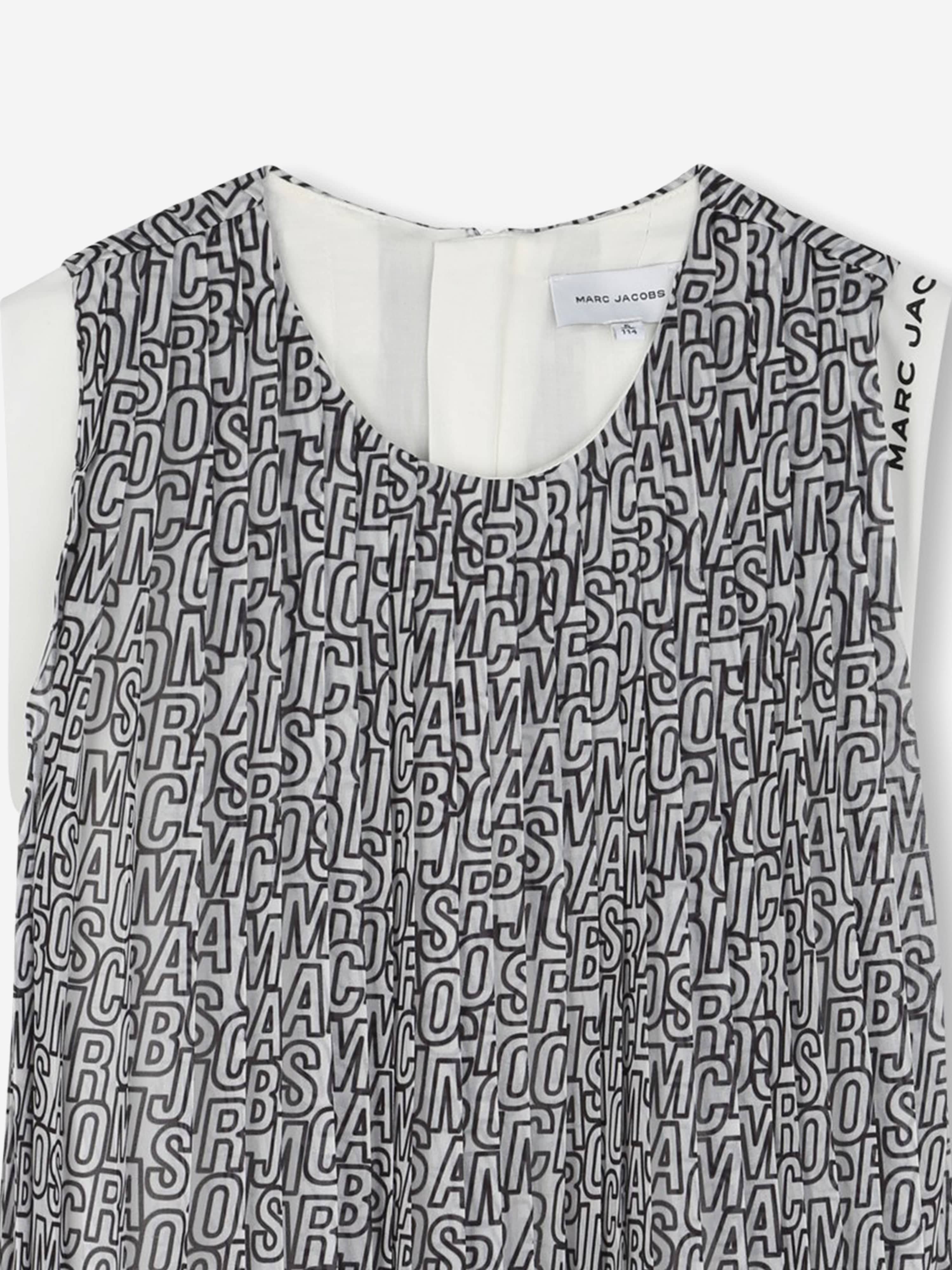 Girls Crepe Pleated Logo Dress in Black