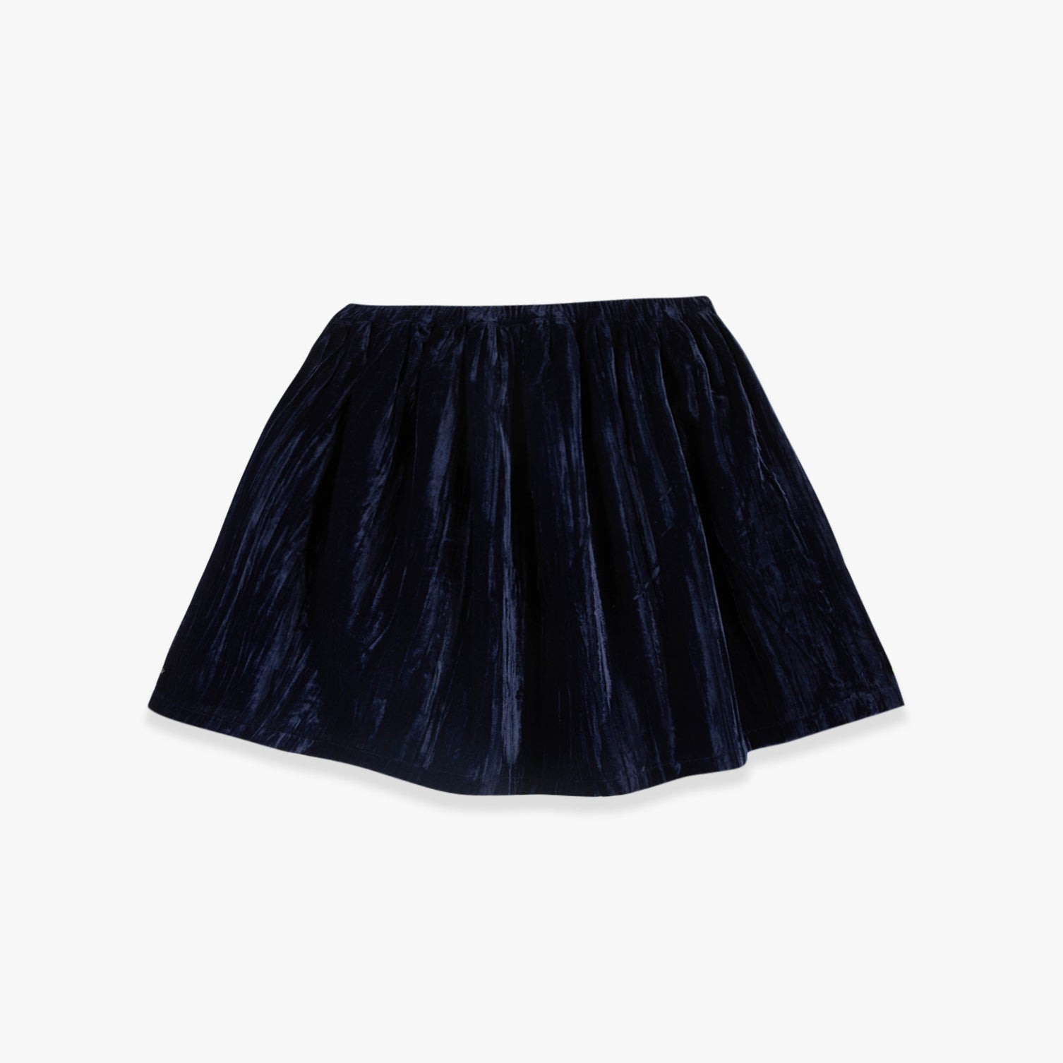 Girls Navy Velvet Skirt