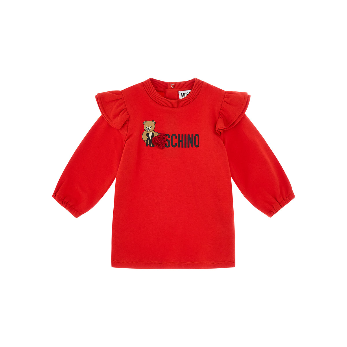 Baby Girls Red Bear Printed Cotton Dress