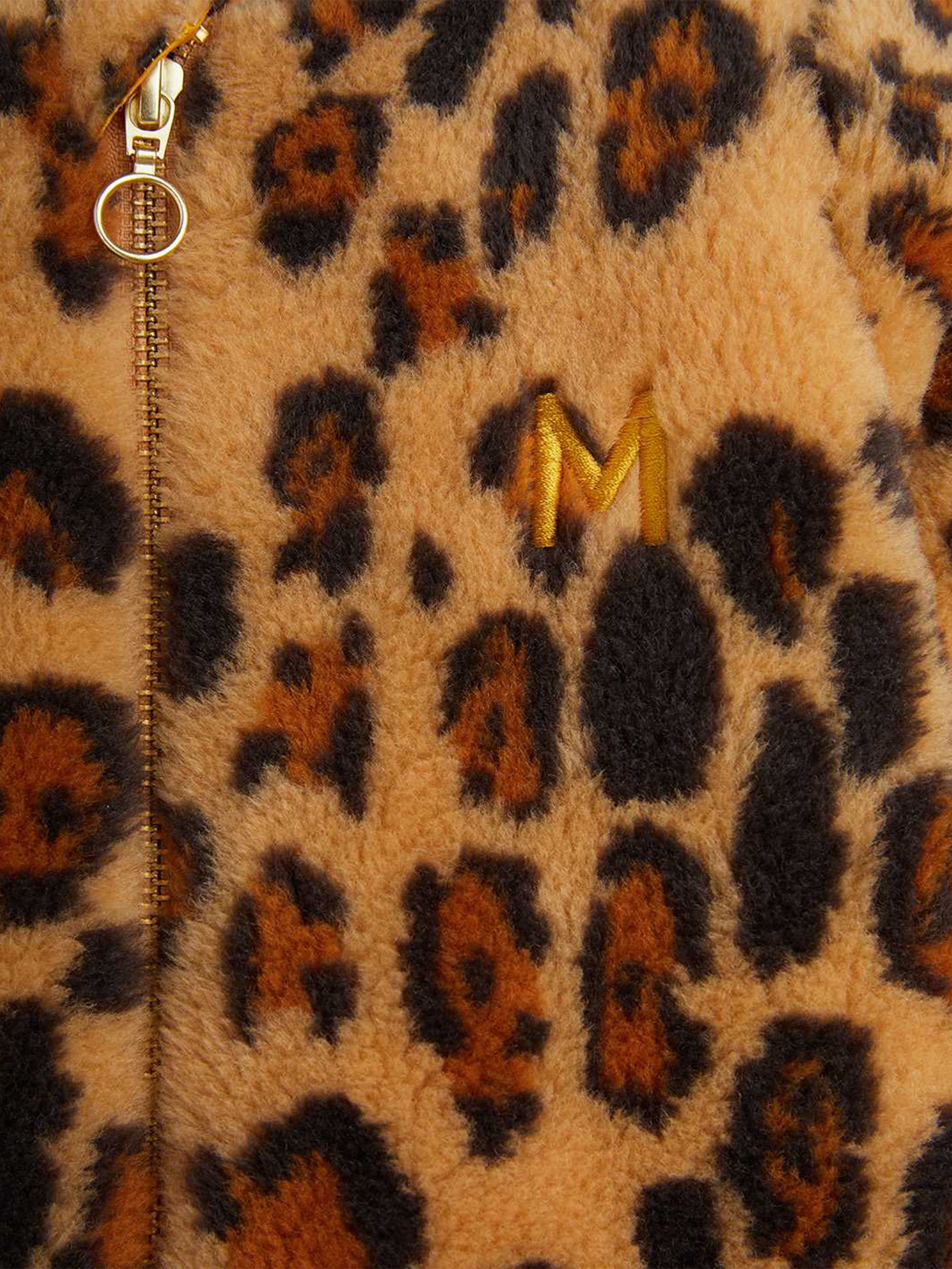 Baby Girls Leopard Faux Fur Pramsuit in Brown