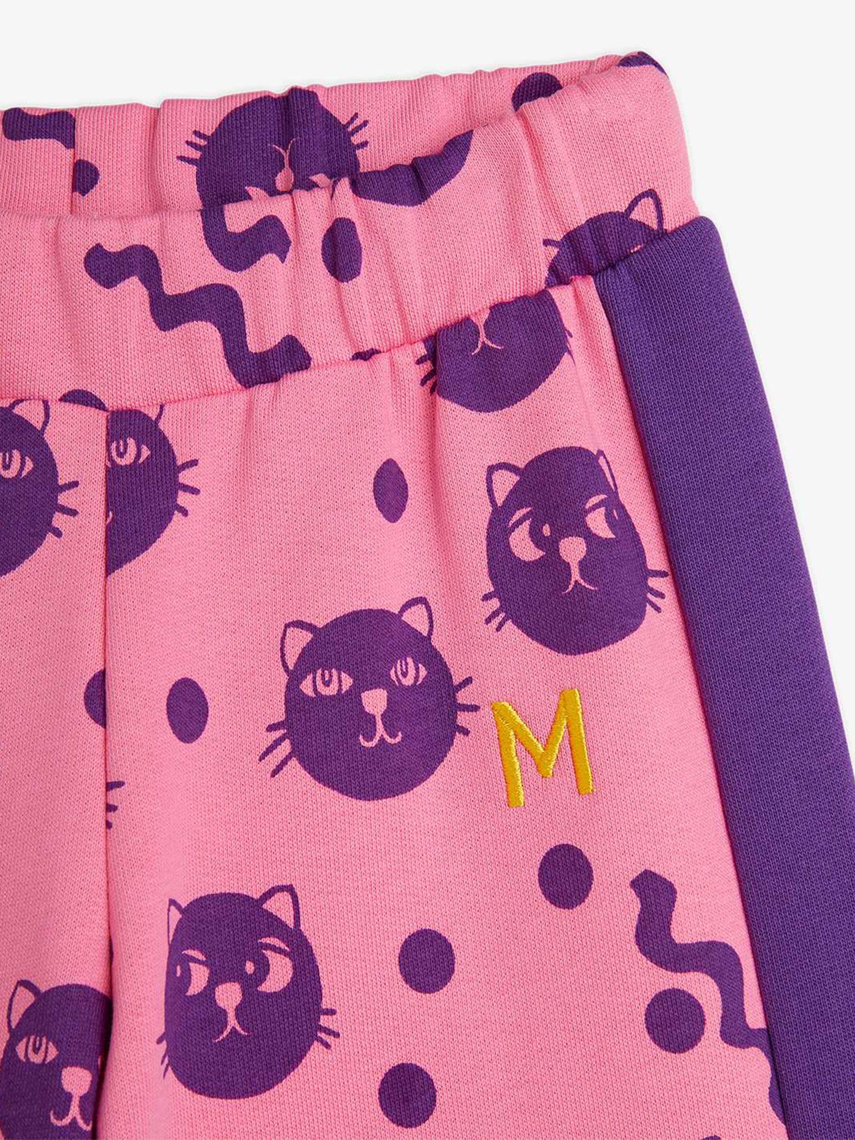 Girls Squiggly Cats AOP joggers in Pink