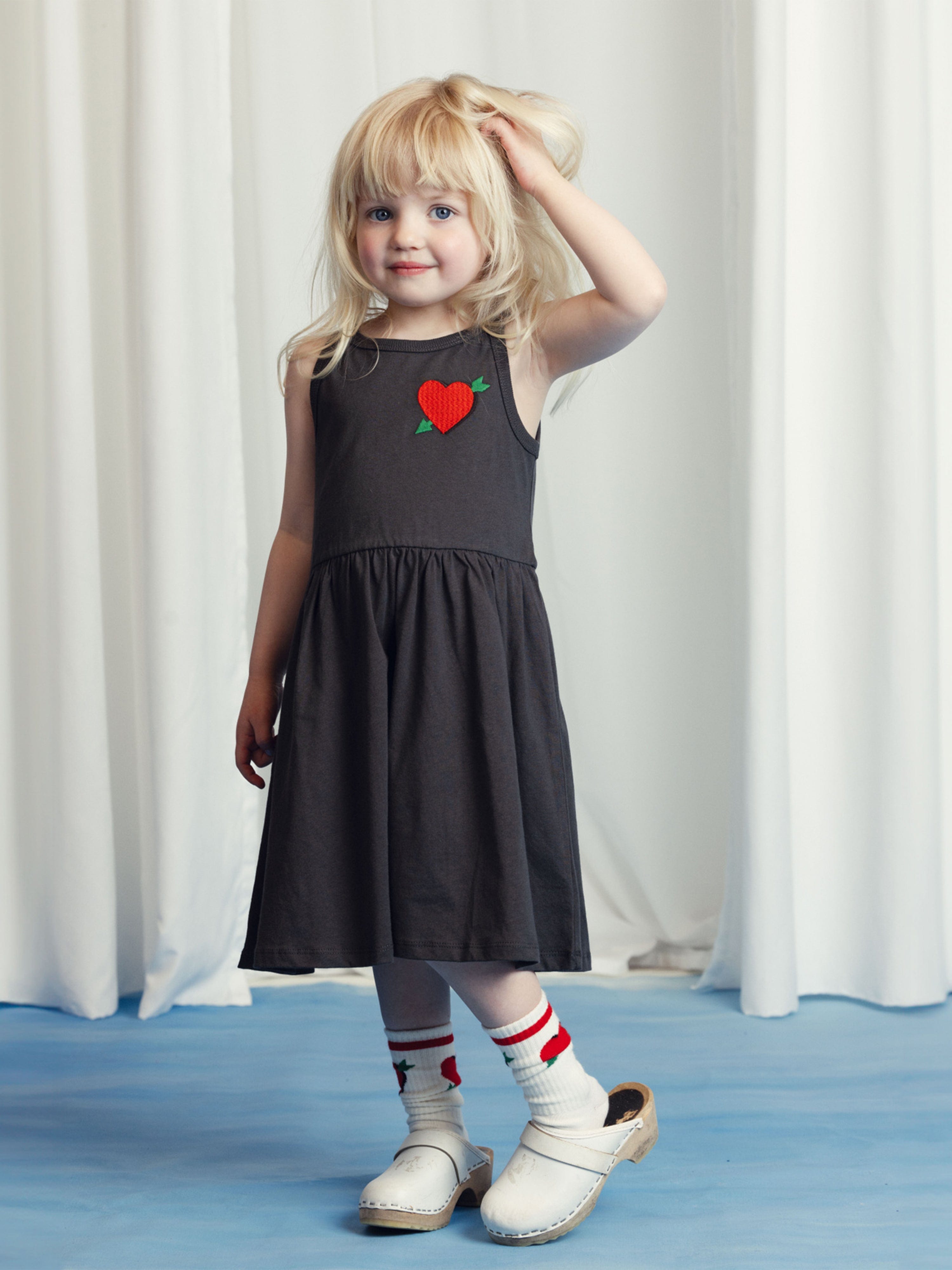 Girls Arrowed Heart Tank Dress in Black