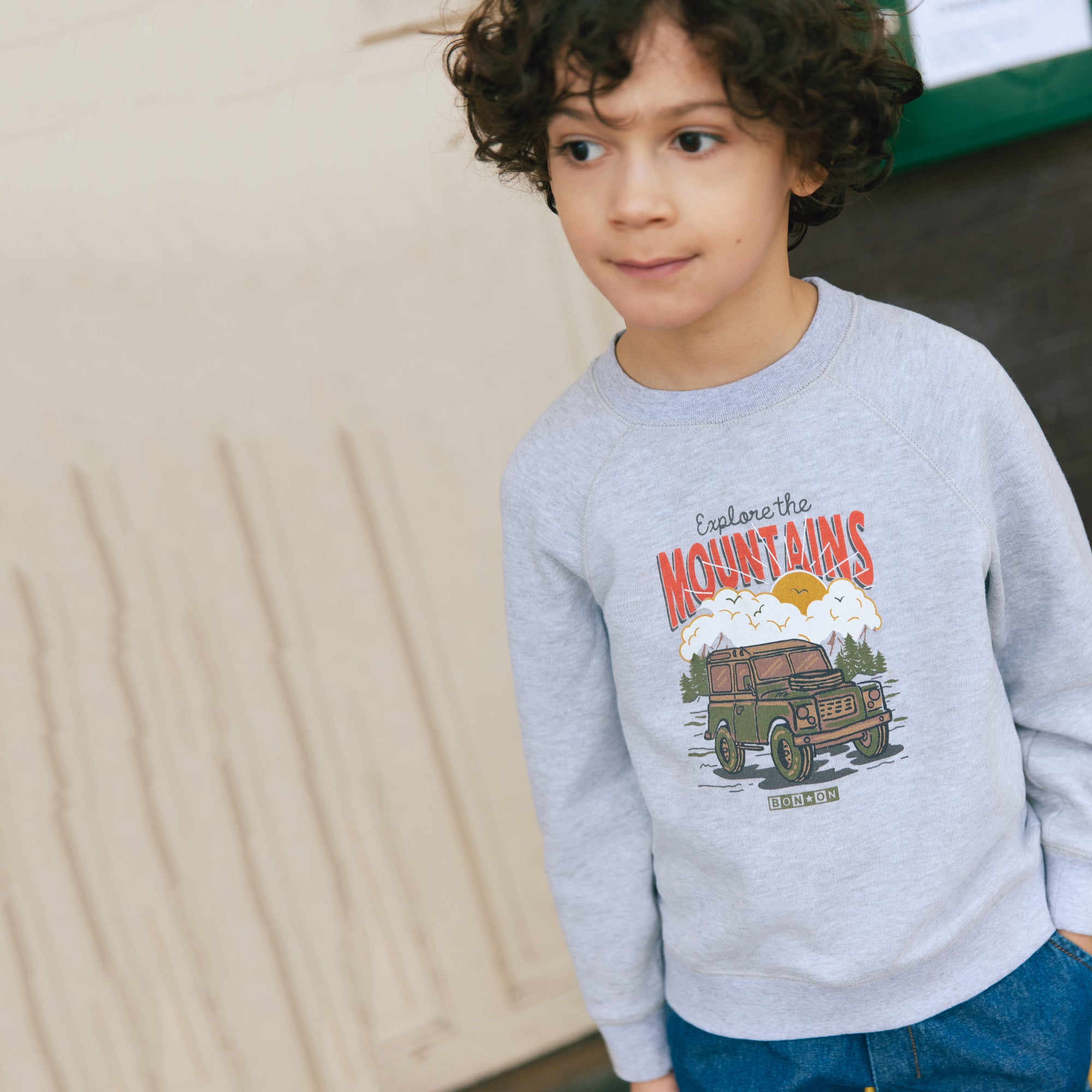 Boys & Girls Grey Printed Cotton Sweatshirt