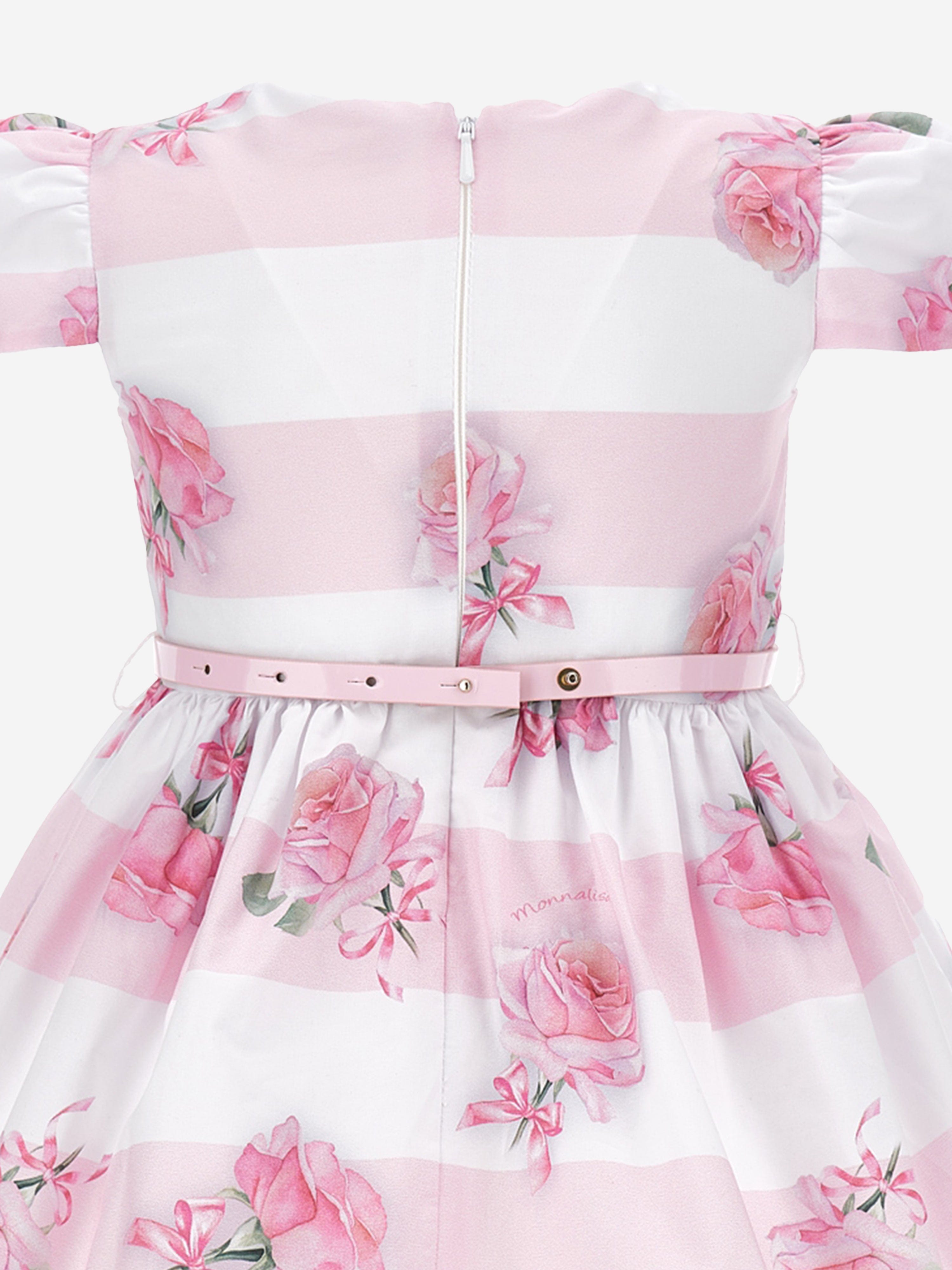 Baby Girls Striped Rose Dress in Pink