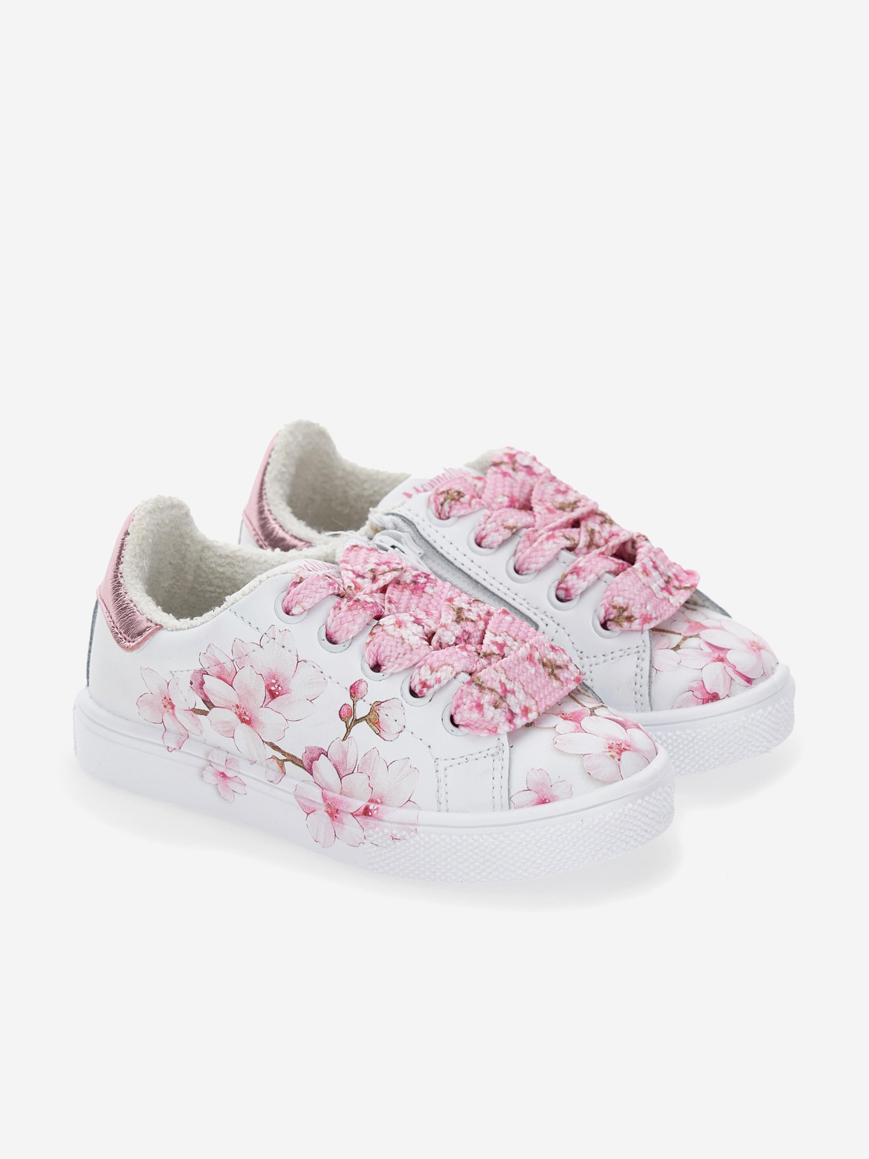 Girls Leather Peach Blossom Trainers in White