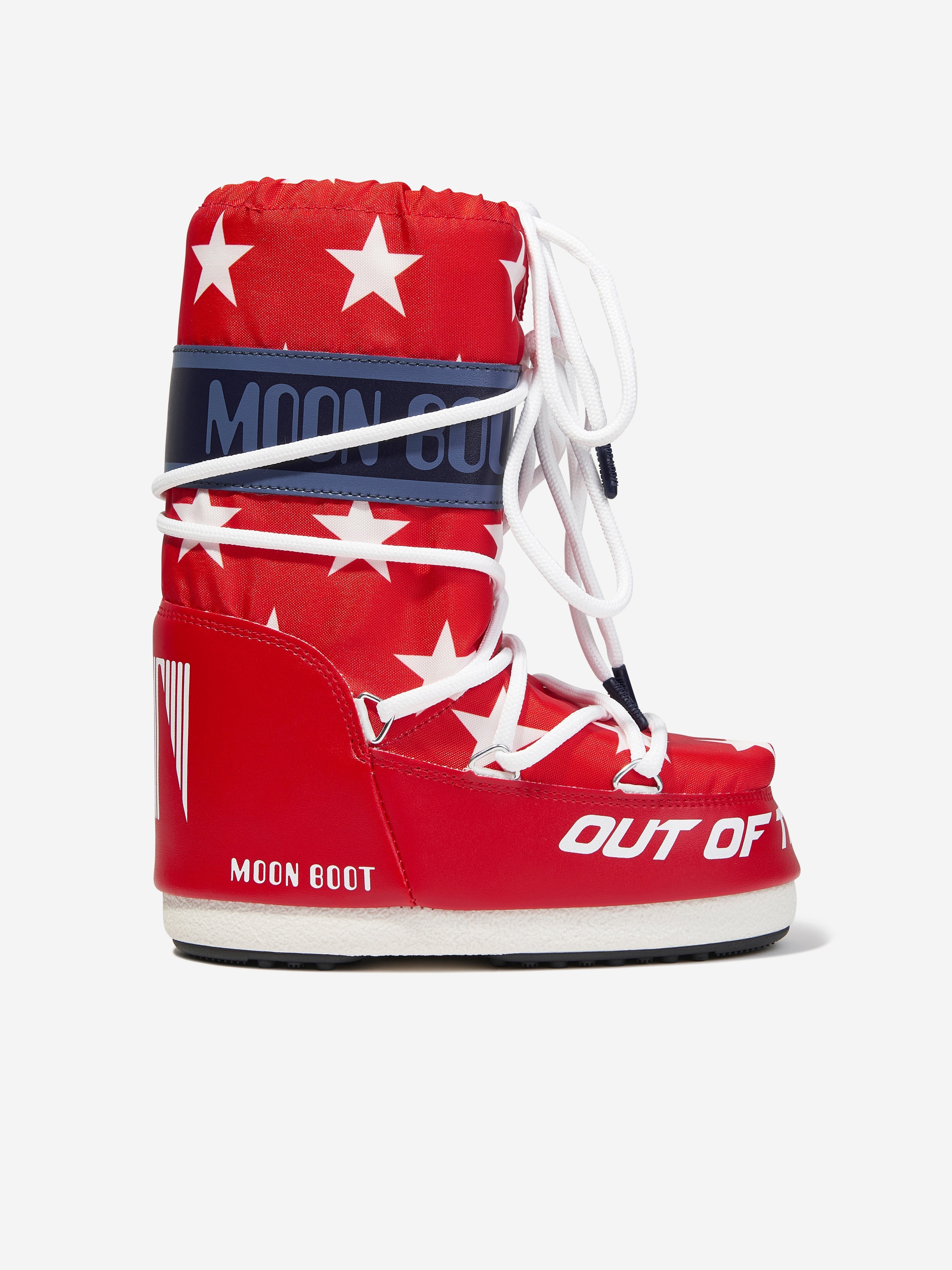 Kids Icon Retro Biker Stars Snow Boots in Red