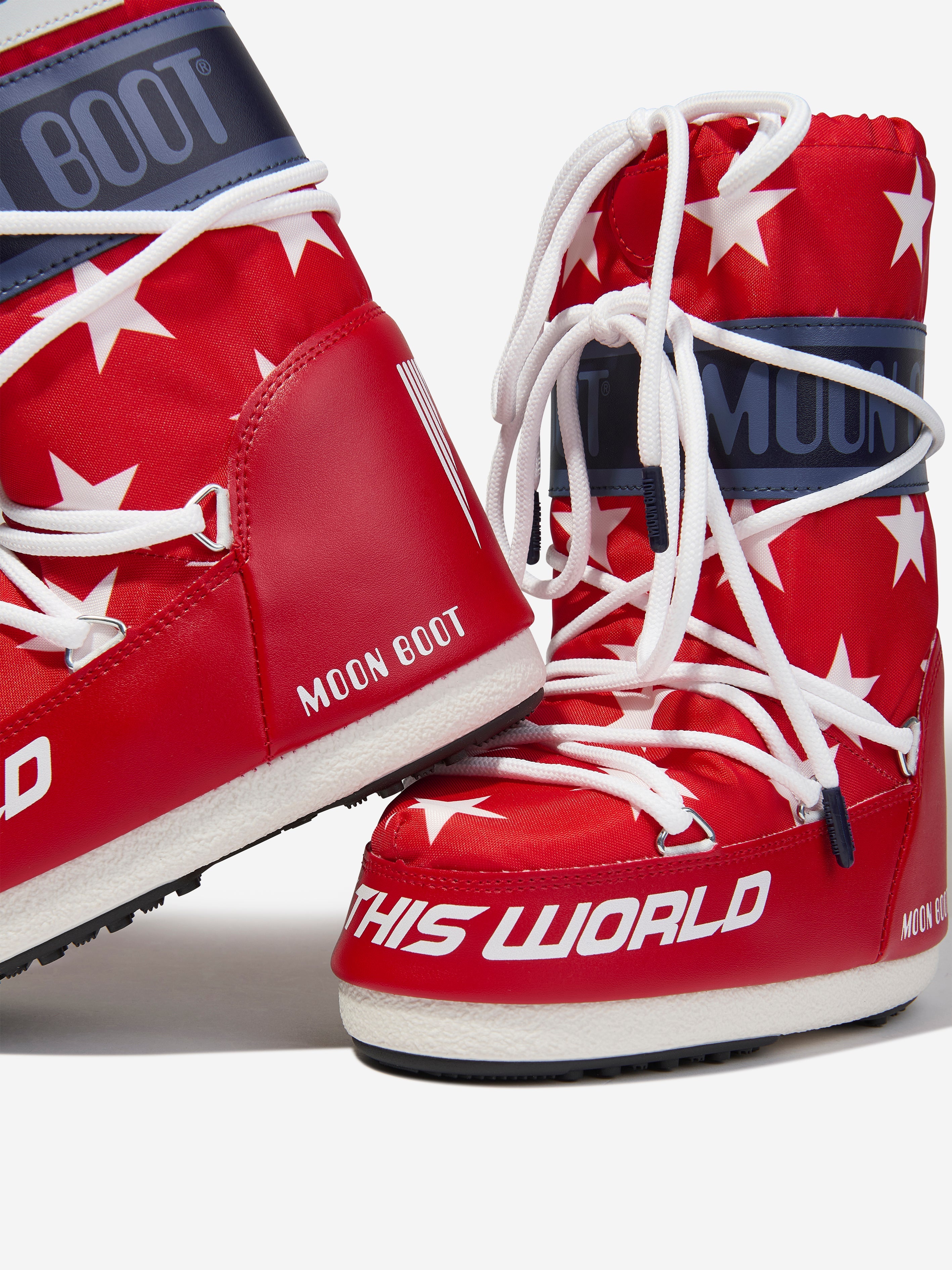 Kids Icon Retro Biker Stars Snow Boots in Red