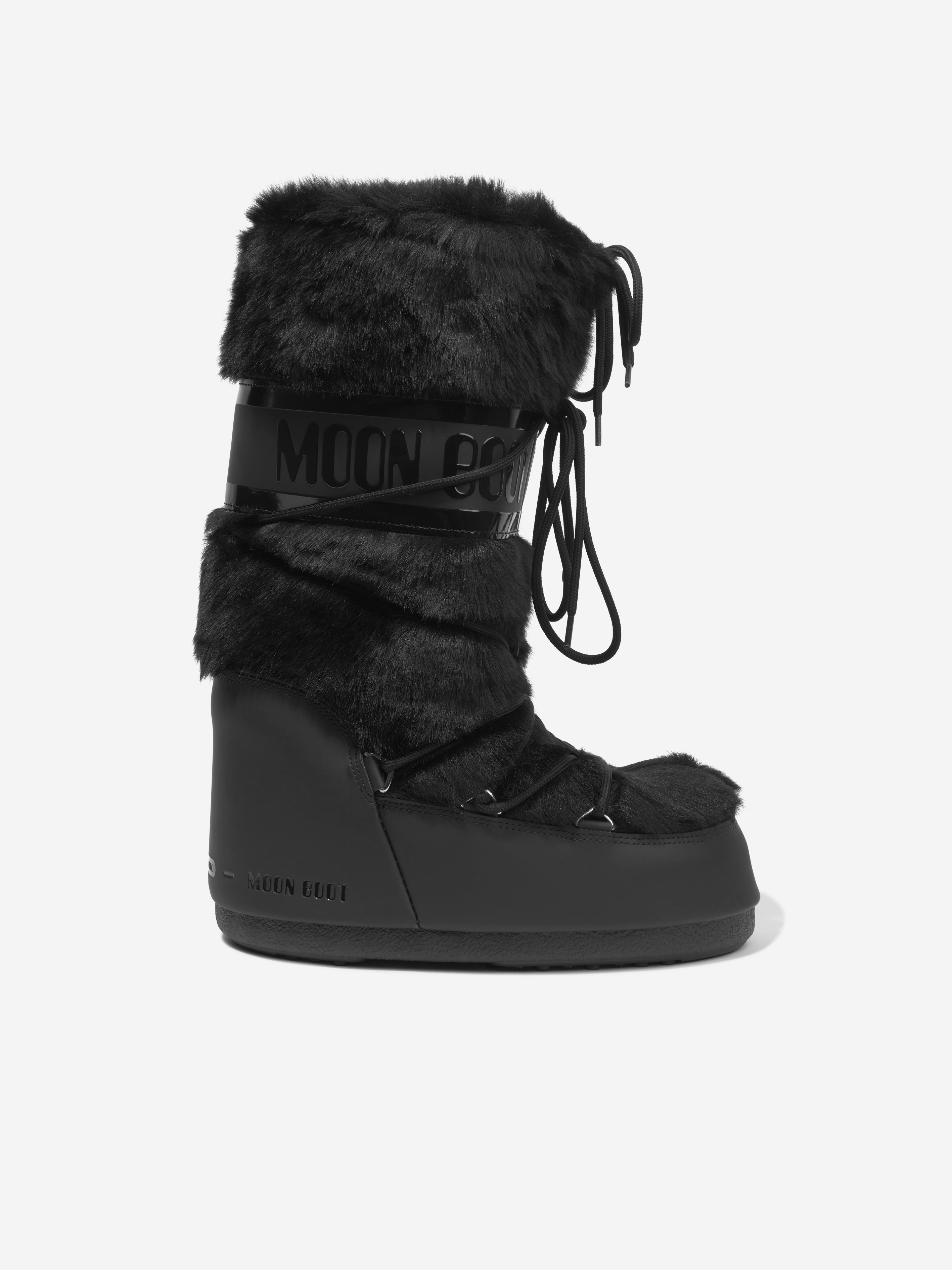 Kids Icon Faux Fur Snow Boots in Black