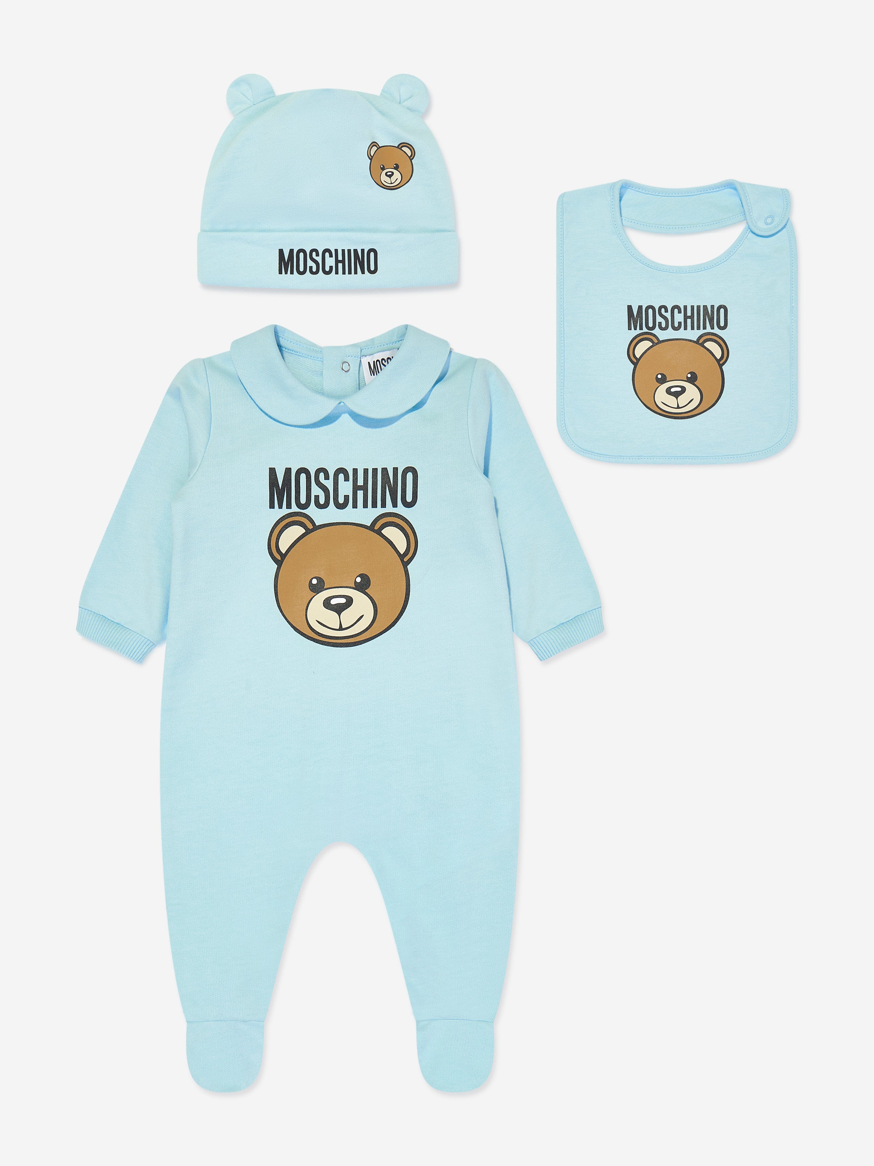 Baby Boys Bear Logo Babygrow Gift Set in Blue