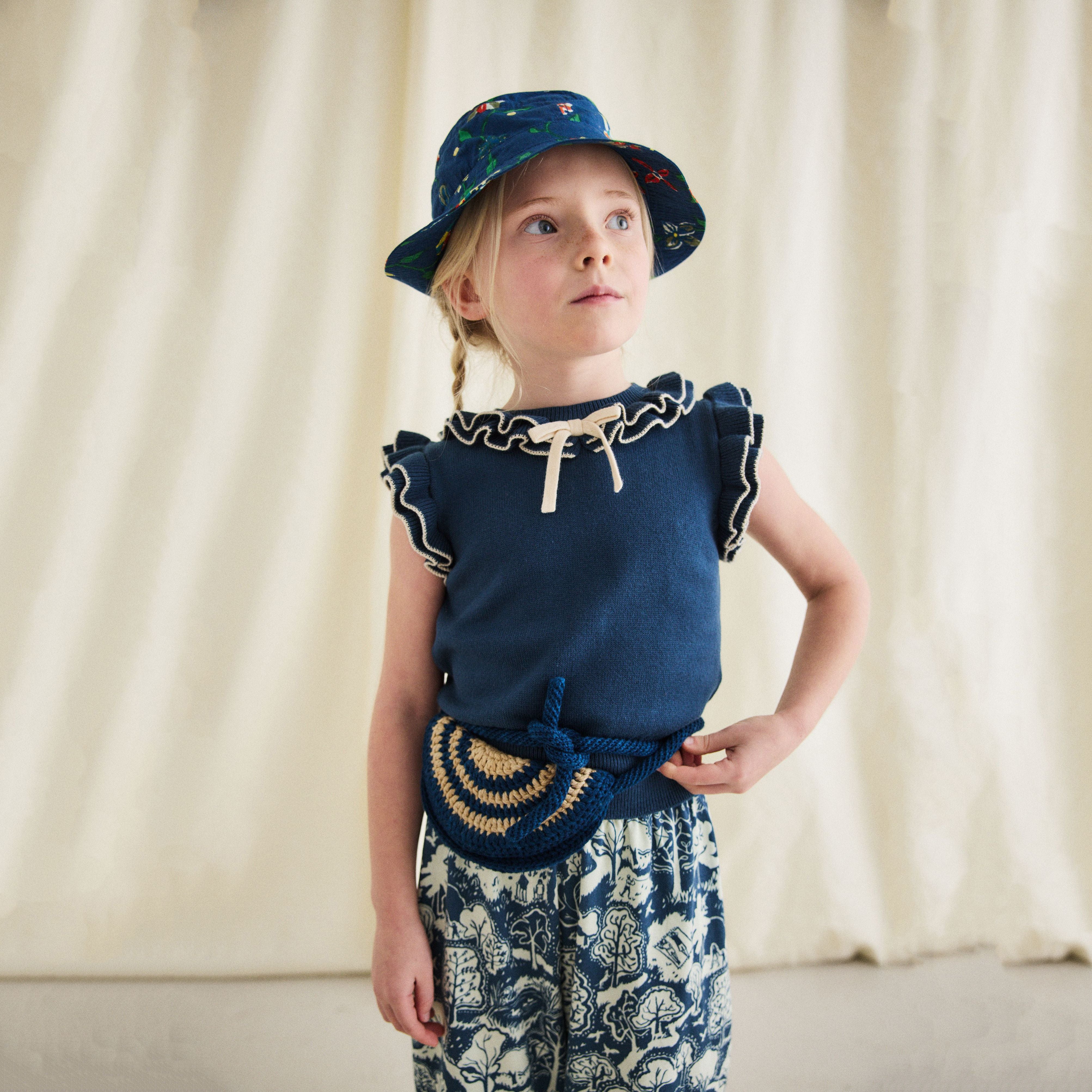 Boys & Girls Navy Crochet Half Moon Belt Bag