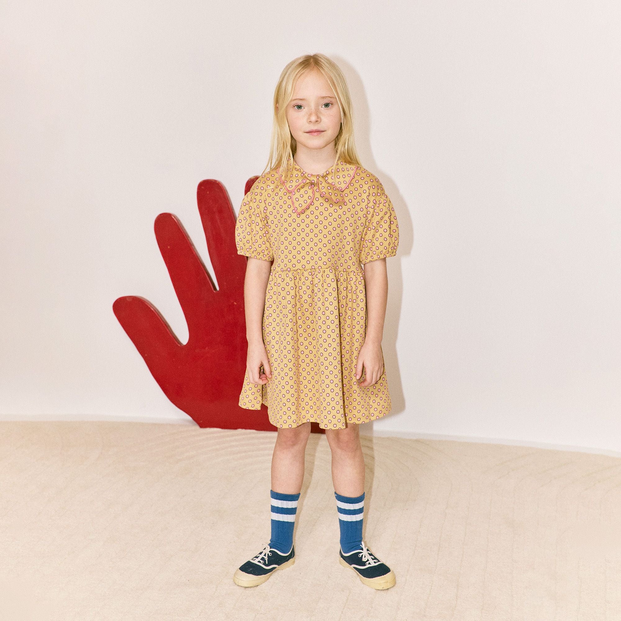 Girls Yellow Dots Cotton Dress