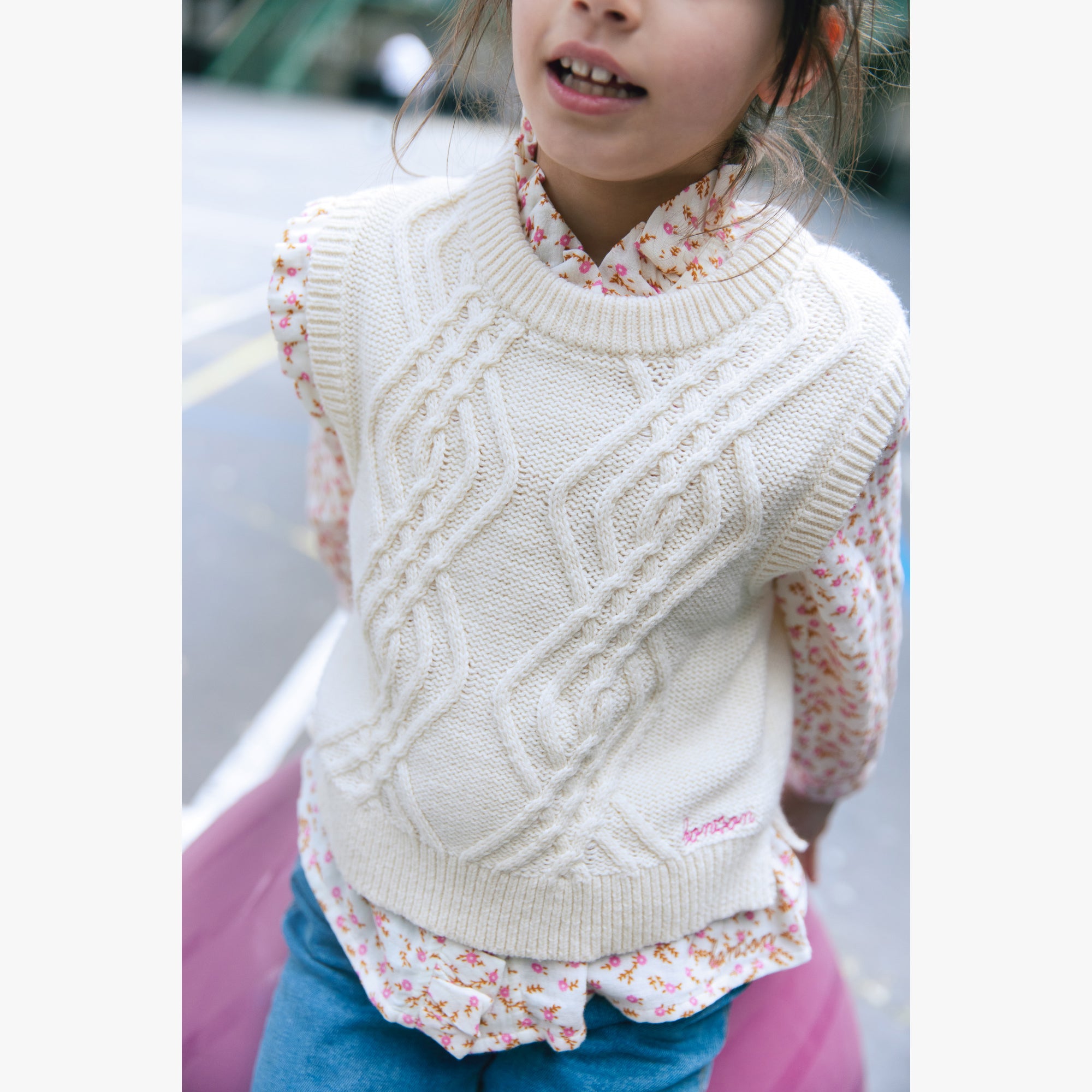 Girls White Knit Vest