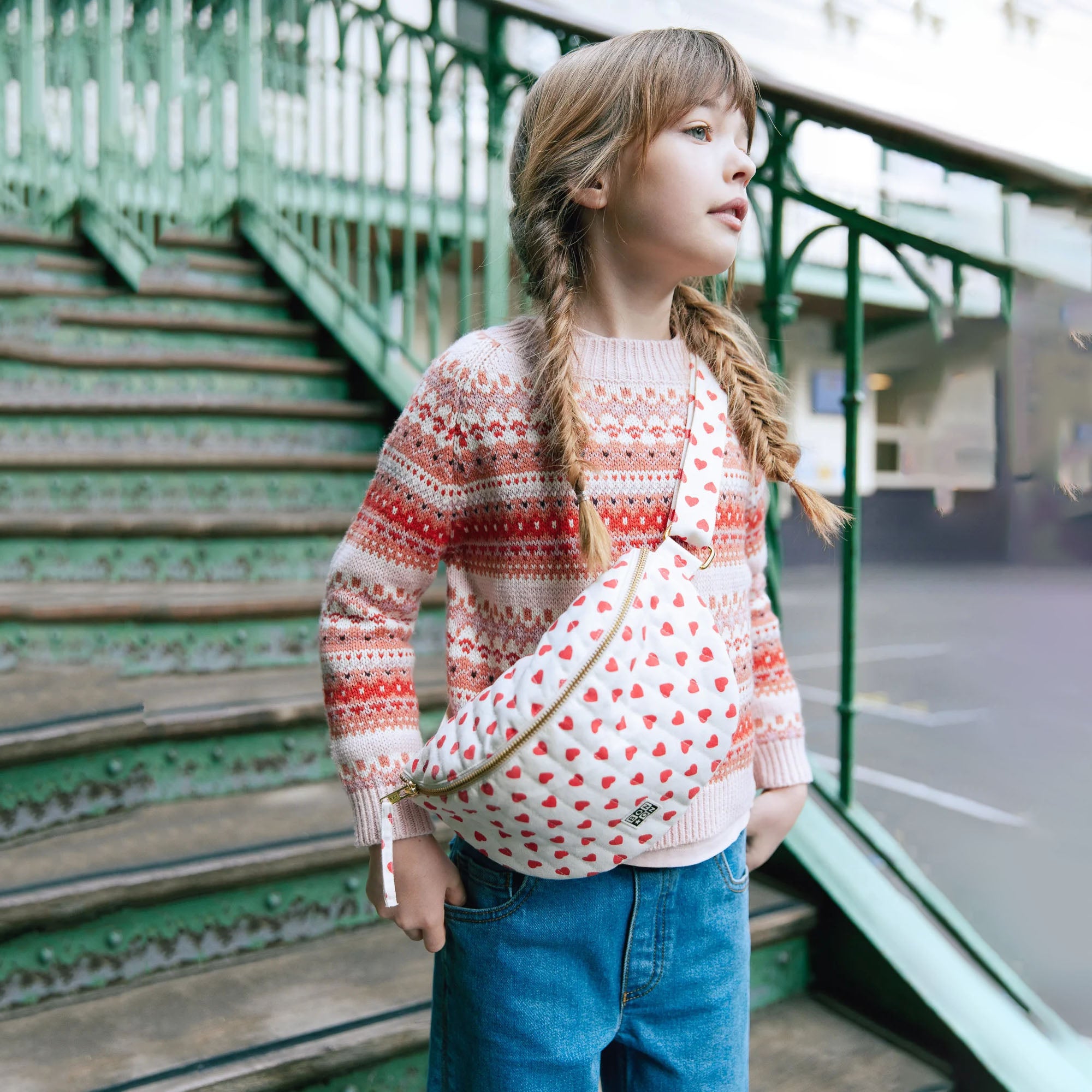 Girls Pink Jacquard Sweater