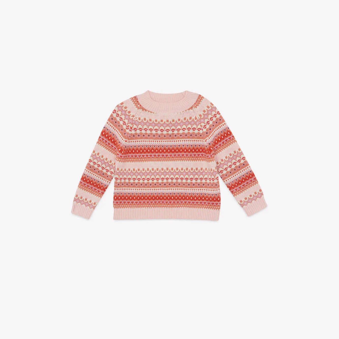 Girls Pink Jacquard Sweater