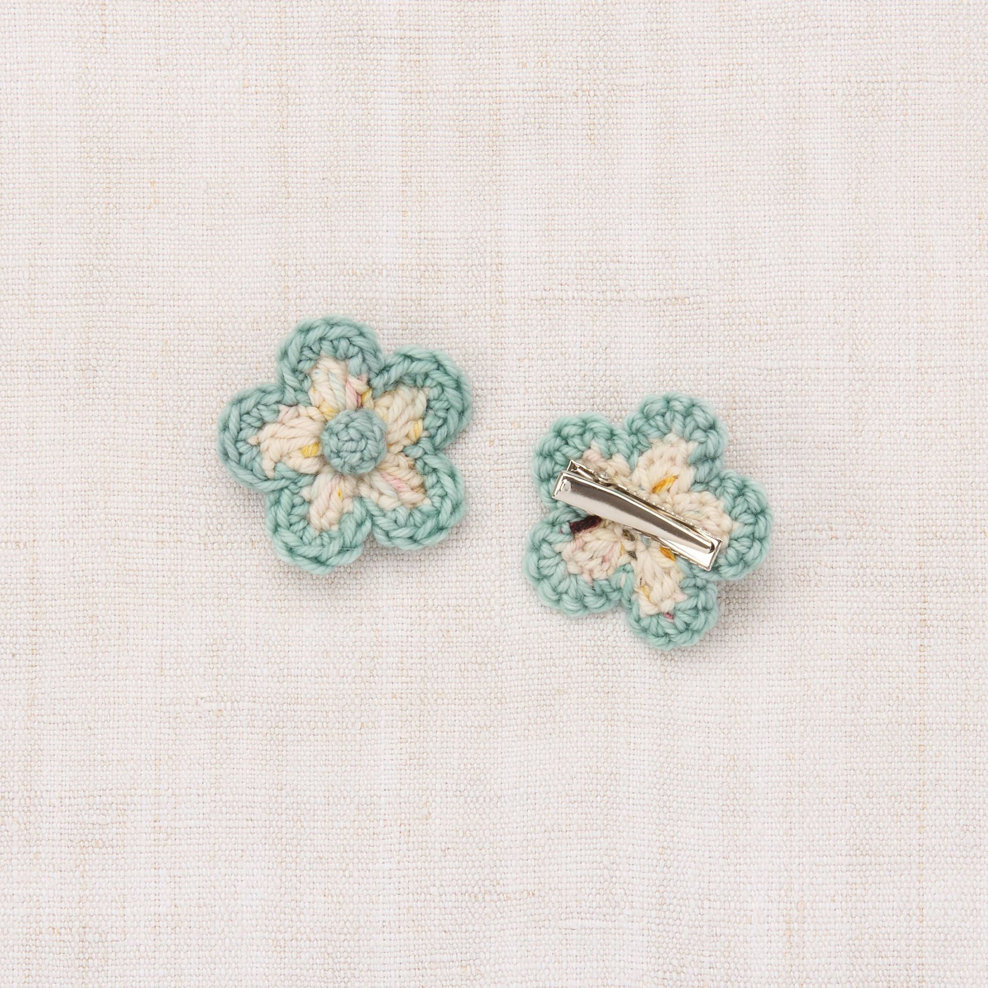 Girls Green Flower Hair Clips