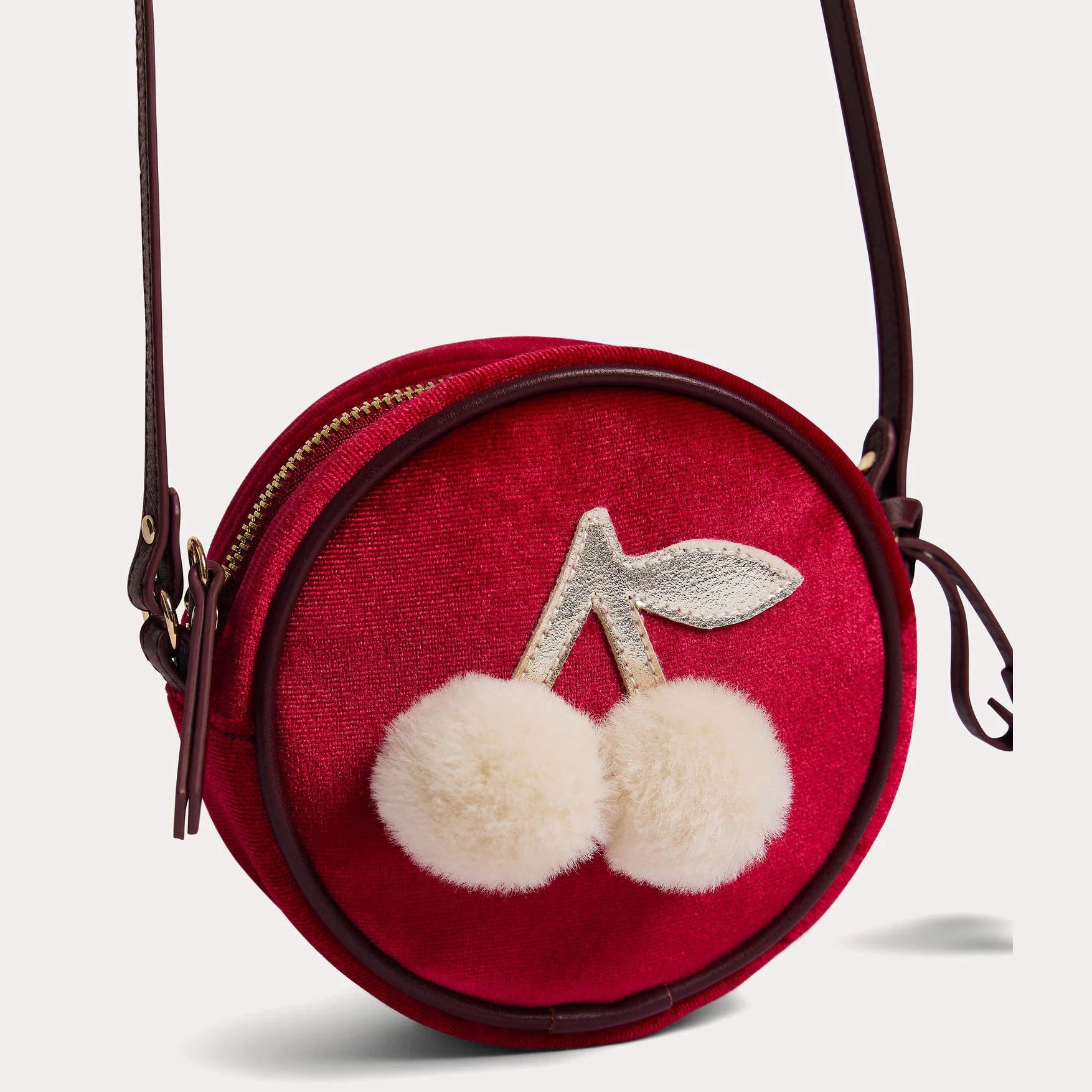 Girls Wine Red Velvet Shoulder Bag