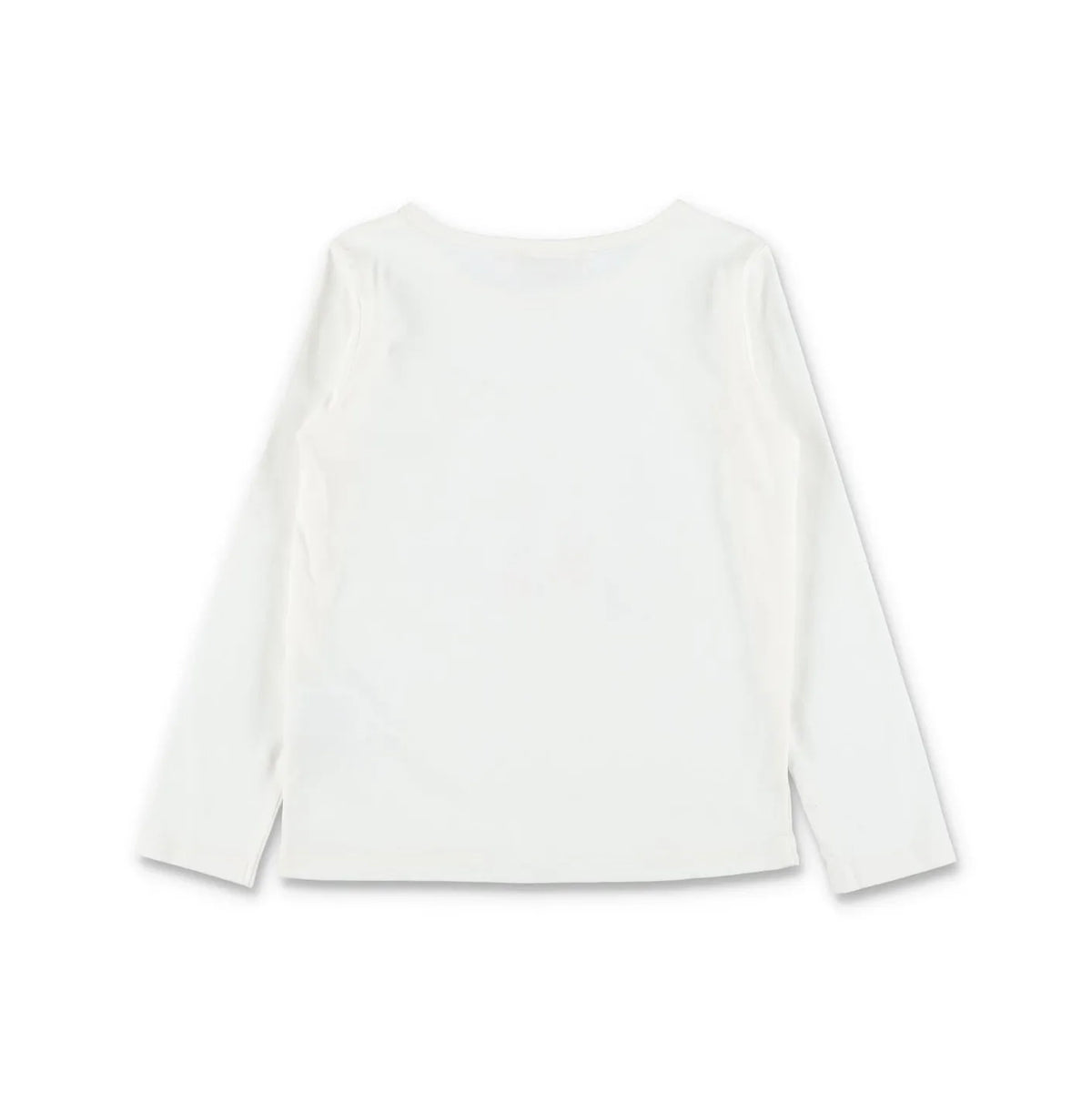 Girls White Printed Cotton T-Shirt
