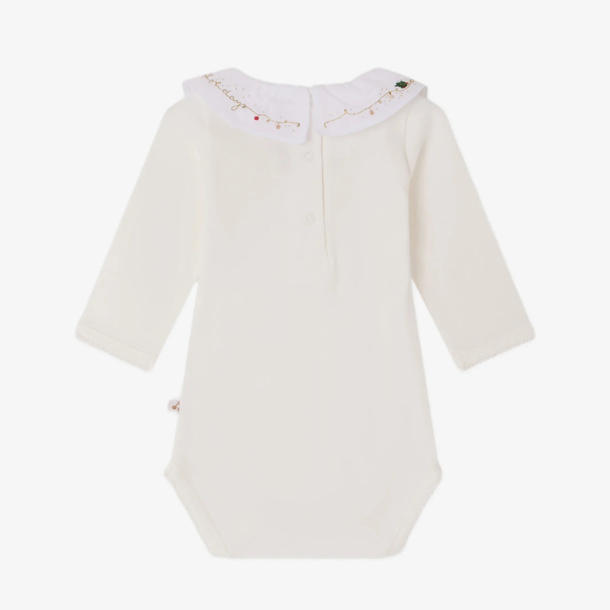 Baby Girls White Embroidered Collar Cotton Babysuit