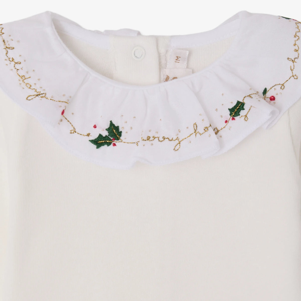 Baby Girls White Embroidered Collar Cotton Babysuit