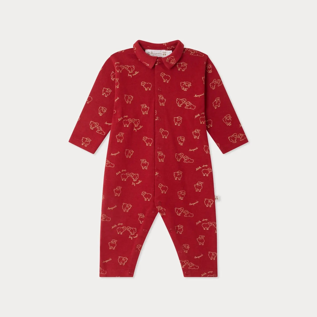 Baby Boys & Girls Red Sheep Printed Cotton Babysuit