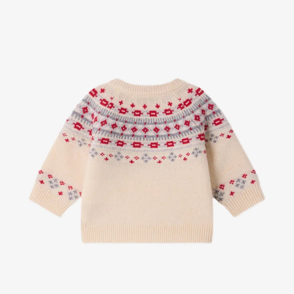 Baby Boys & Girls Beige Jacquard Wool Sweater