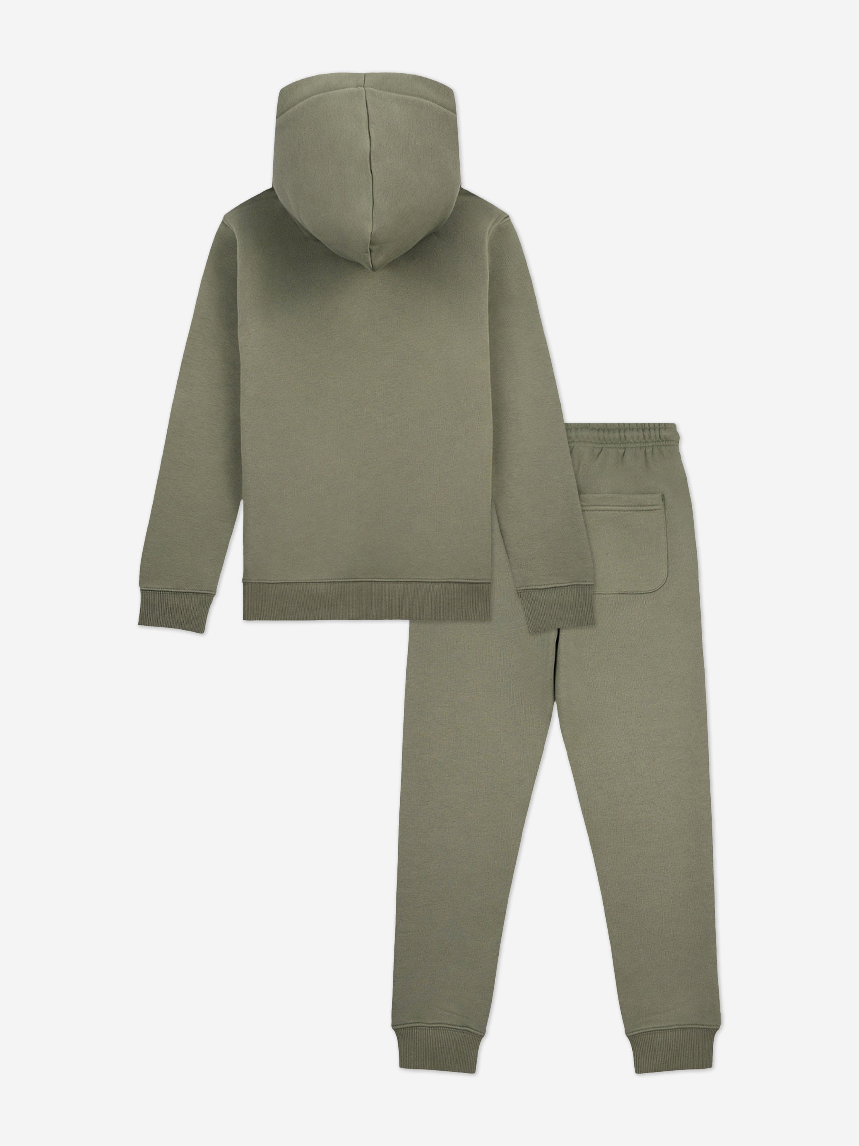 New Balance Boys Brush Back Stacked Logo Tracksuit in Green