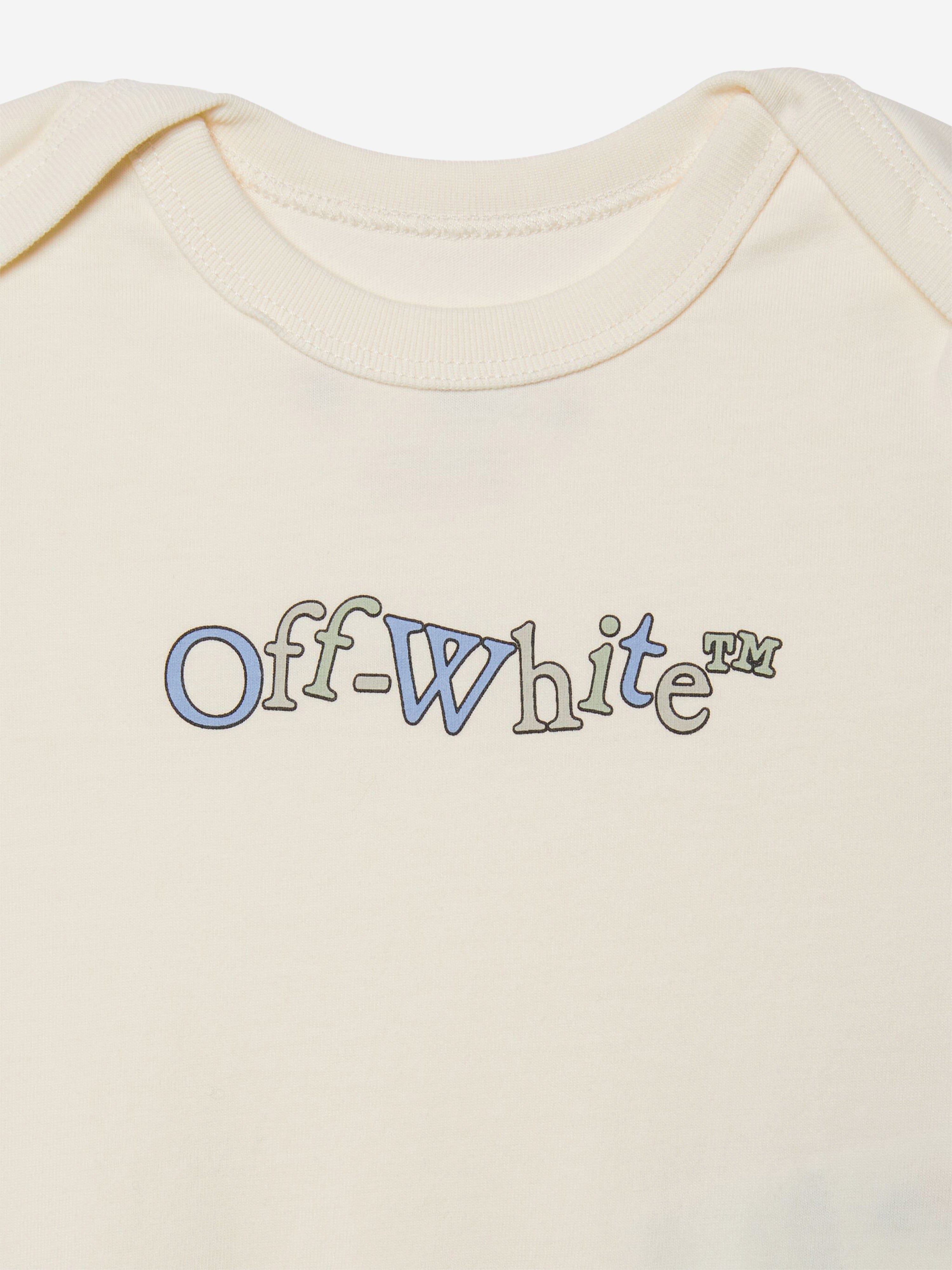 Off-White Baby Bookish Crazy 3 Pack Bodysuit Set in Multicolour