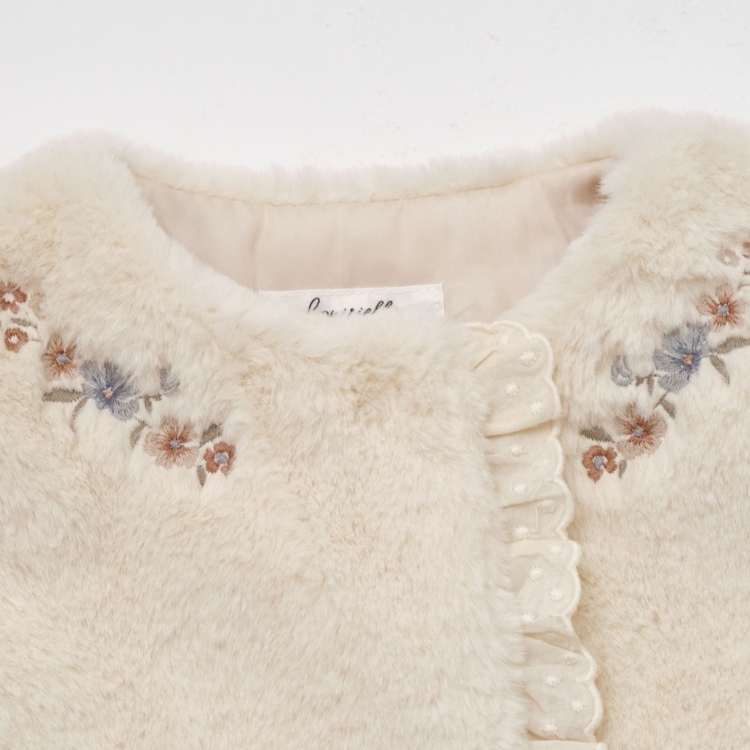 Girls Cream Fur Coat