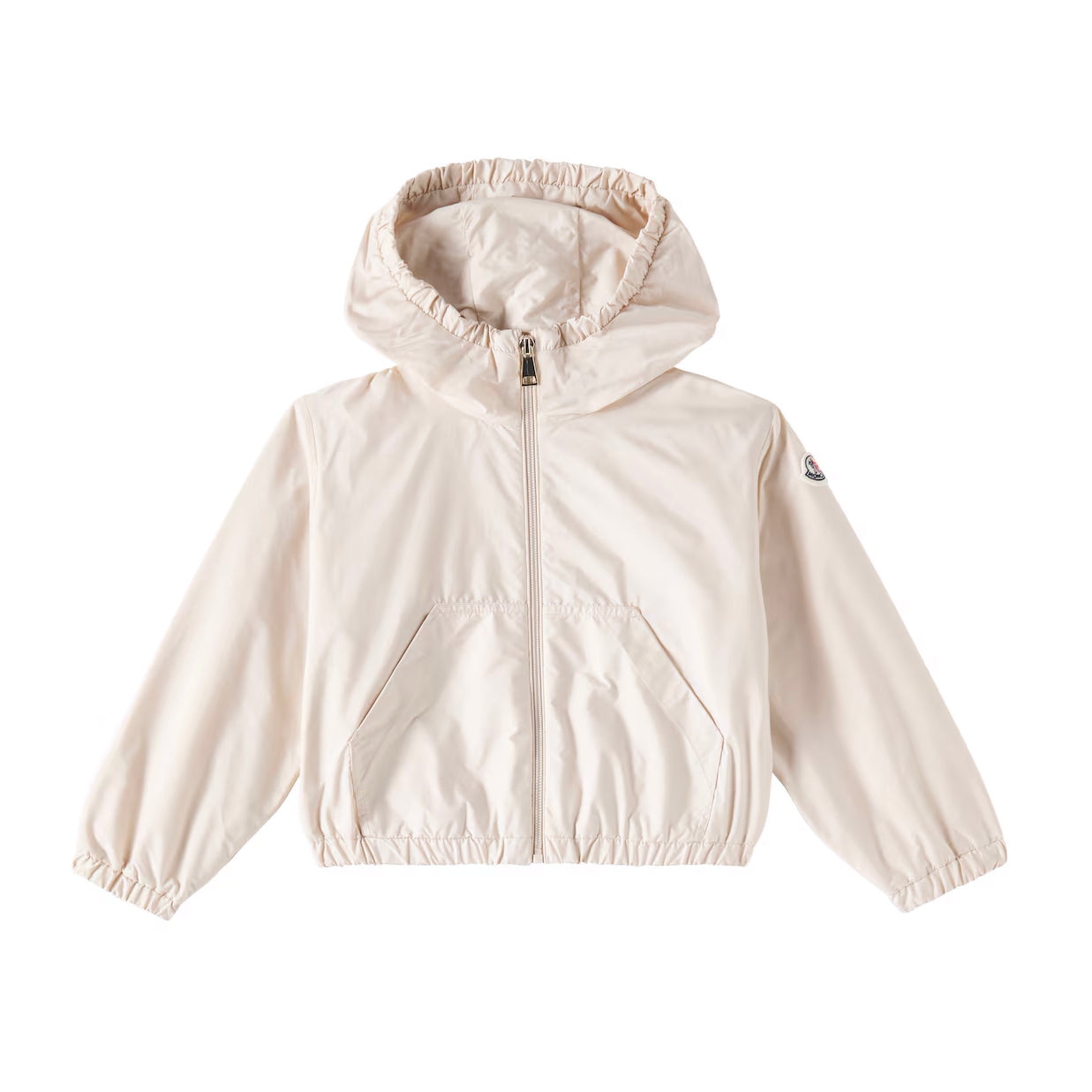 Girls Beige Hooded Zip-Up Jacket