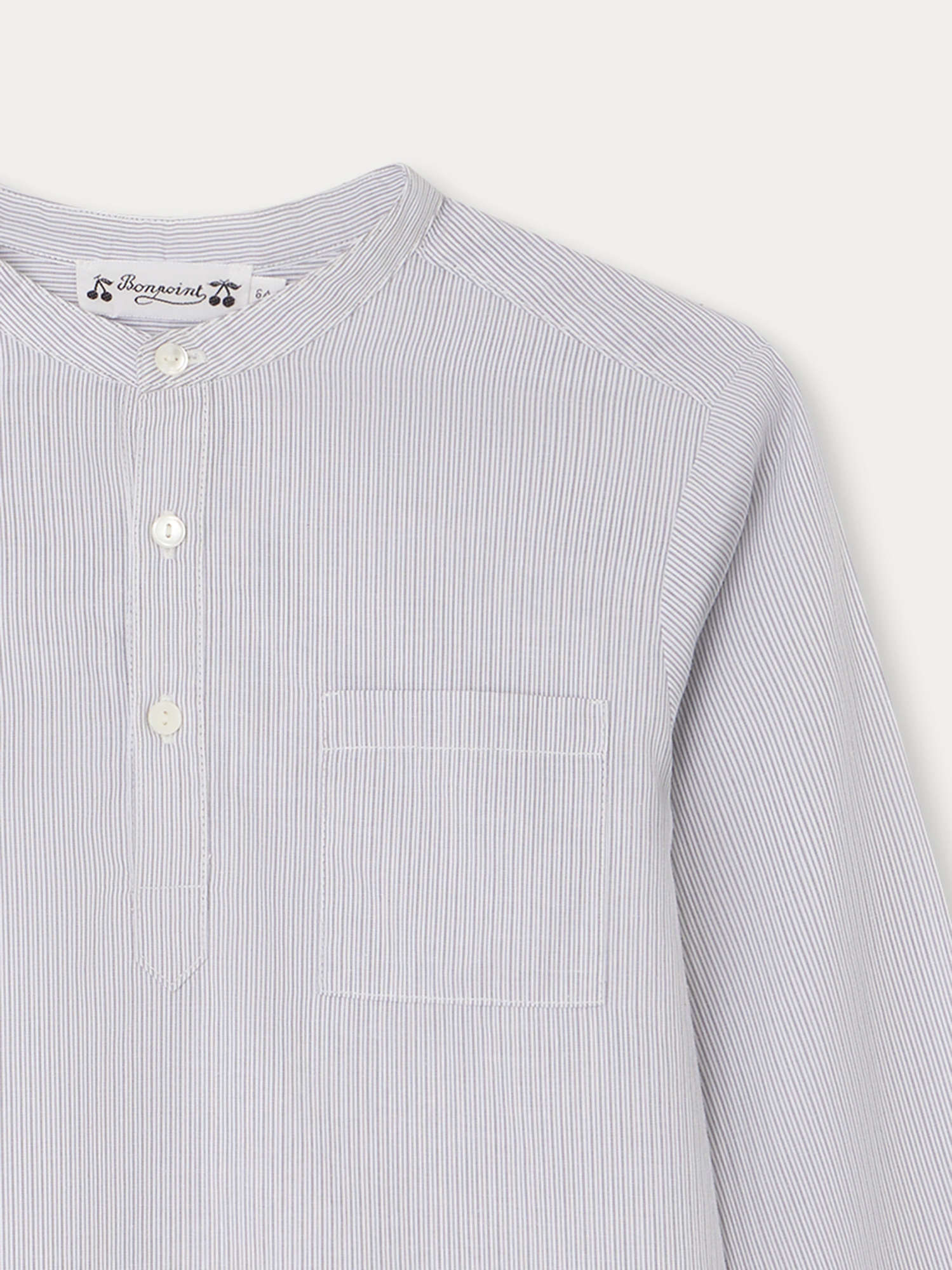 Boys Grey Stripes Cotton Shirt