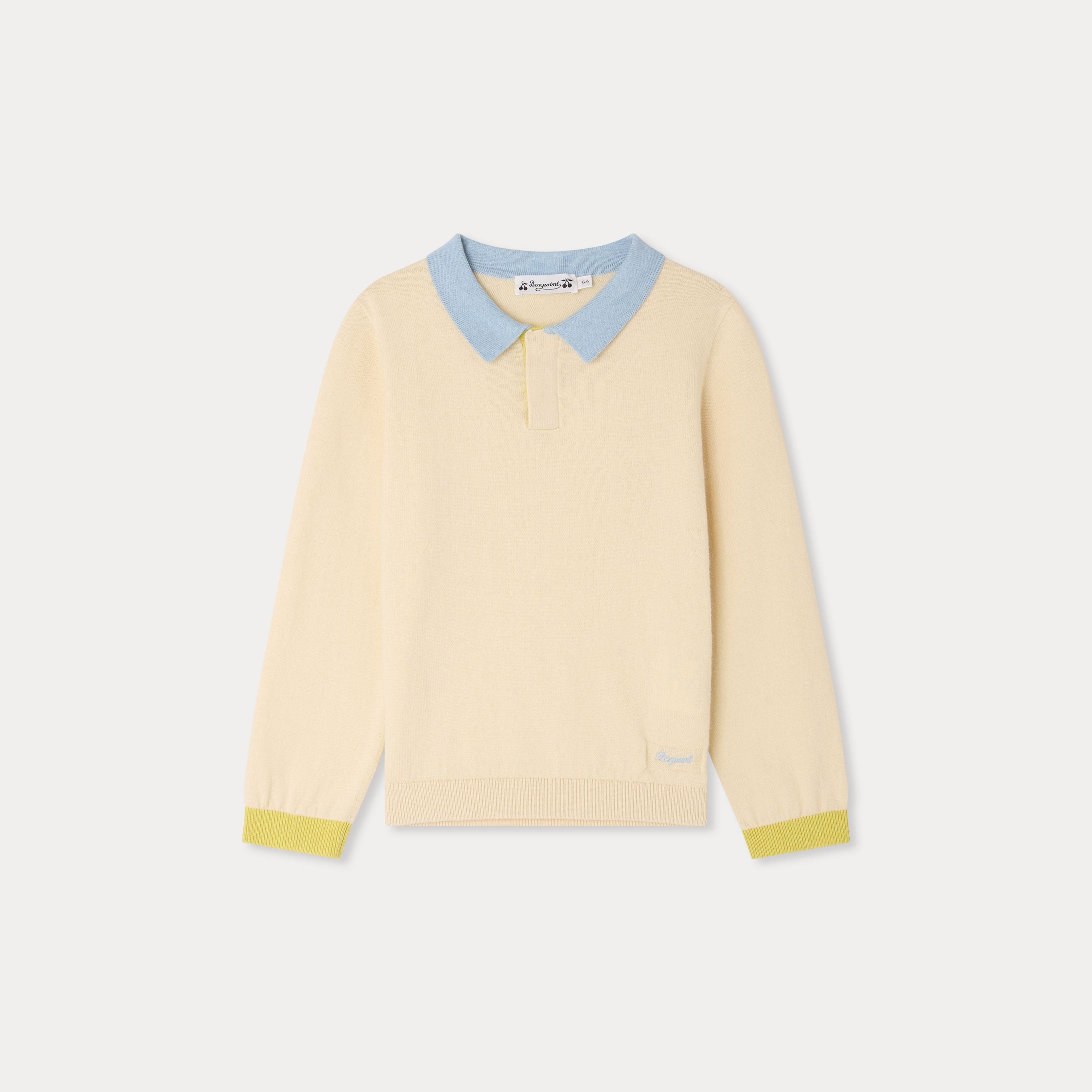 Boys Ivory Cotton Knit Sweater