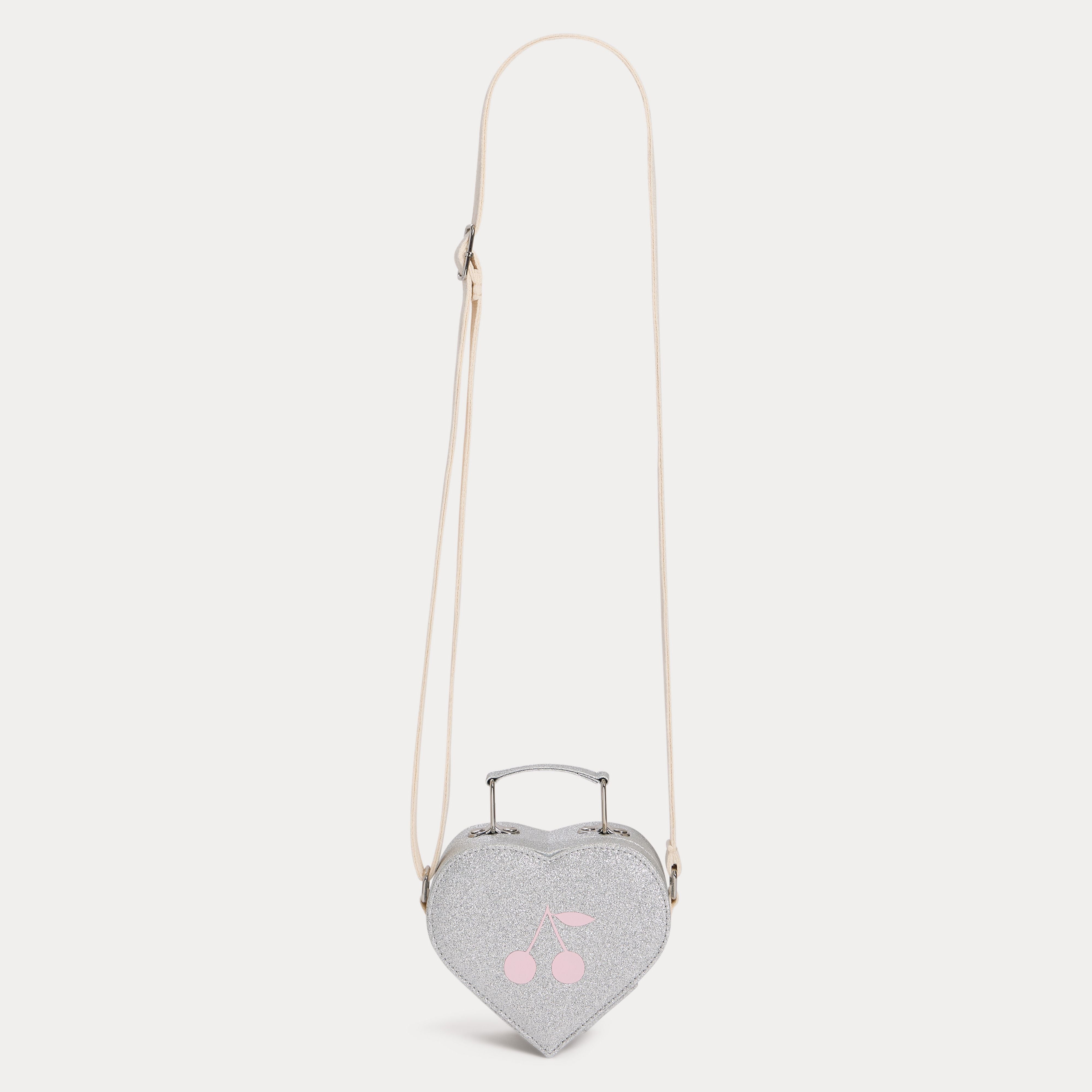 Girls Silver Heart Shoulder Bag(13.5x12x5.5 cm)