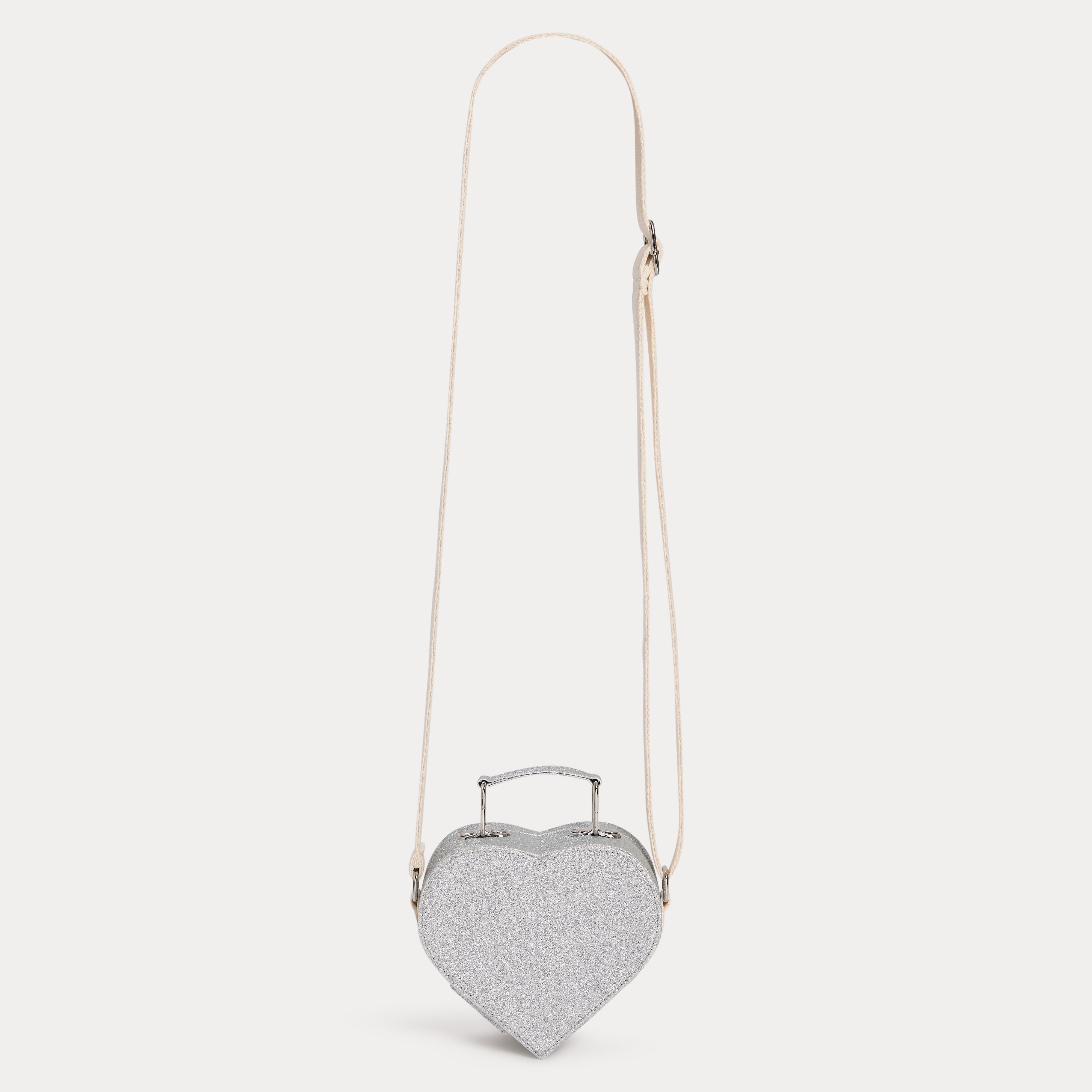 Girls Silver Heart Shoulder Bag(13.5x12x5.5 cm)