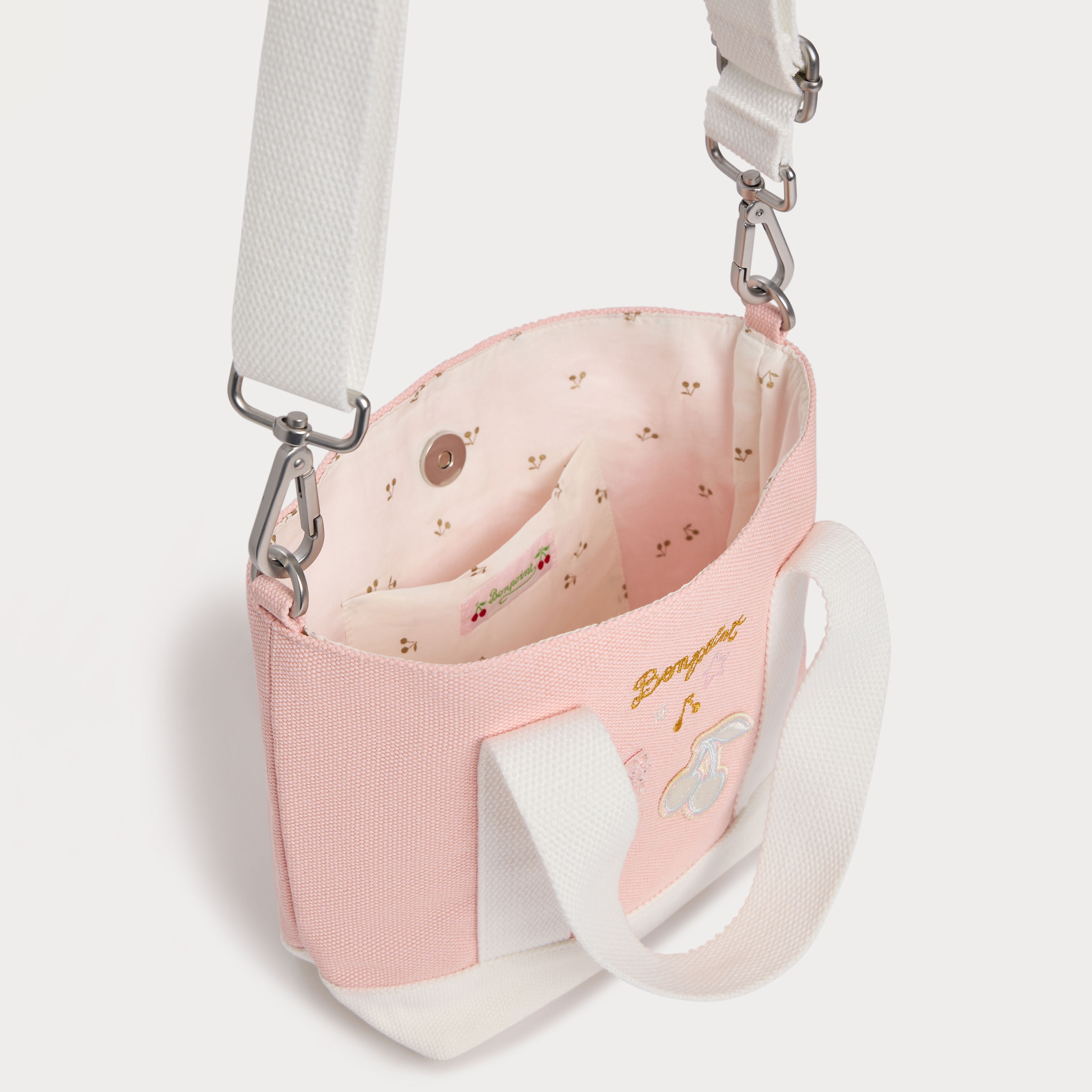 Girls Pale Pink Canvas Handbag (17 x 8 x 16.5 cm)