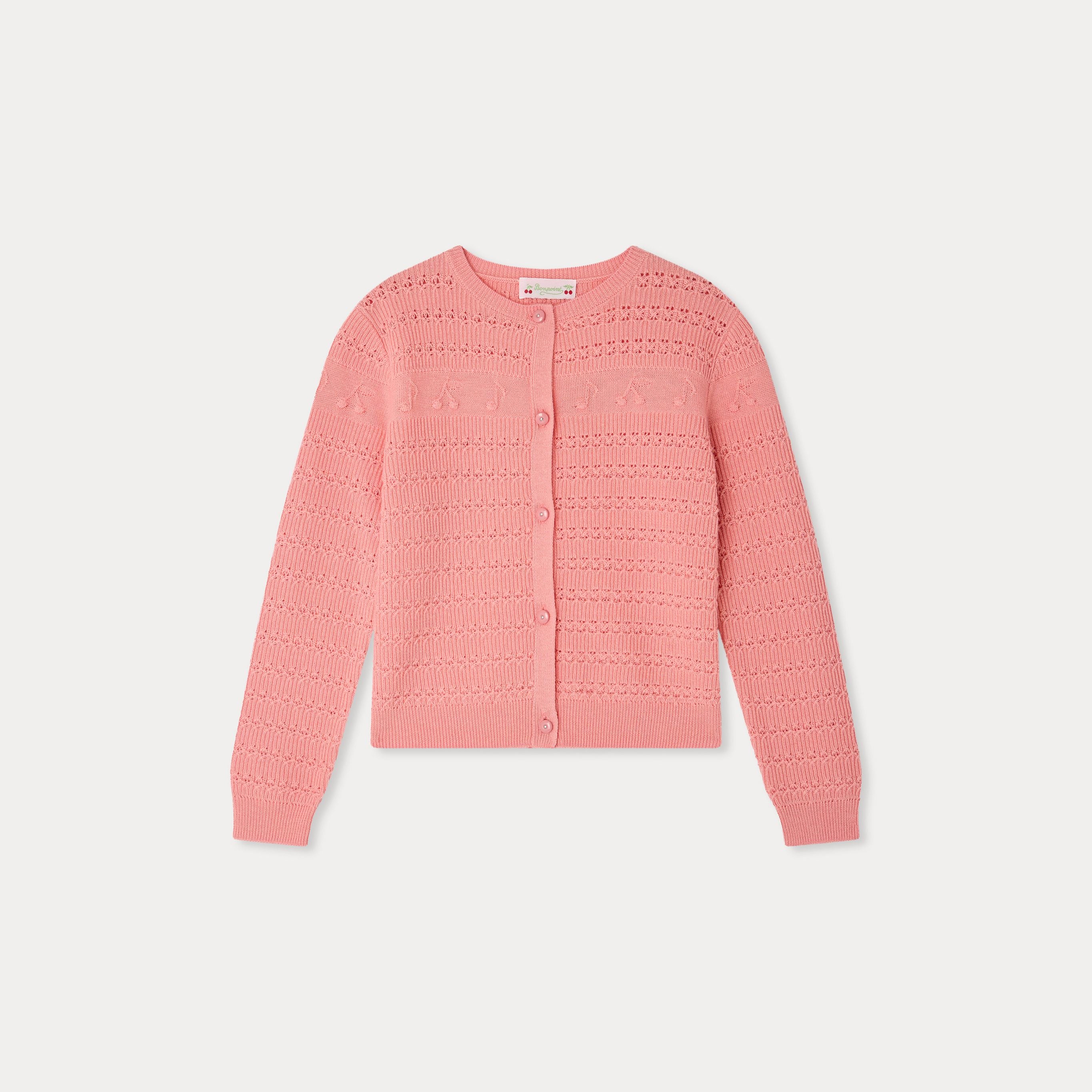 Girls Pink Wool Knit Cardigan