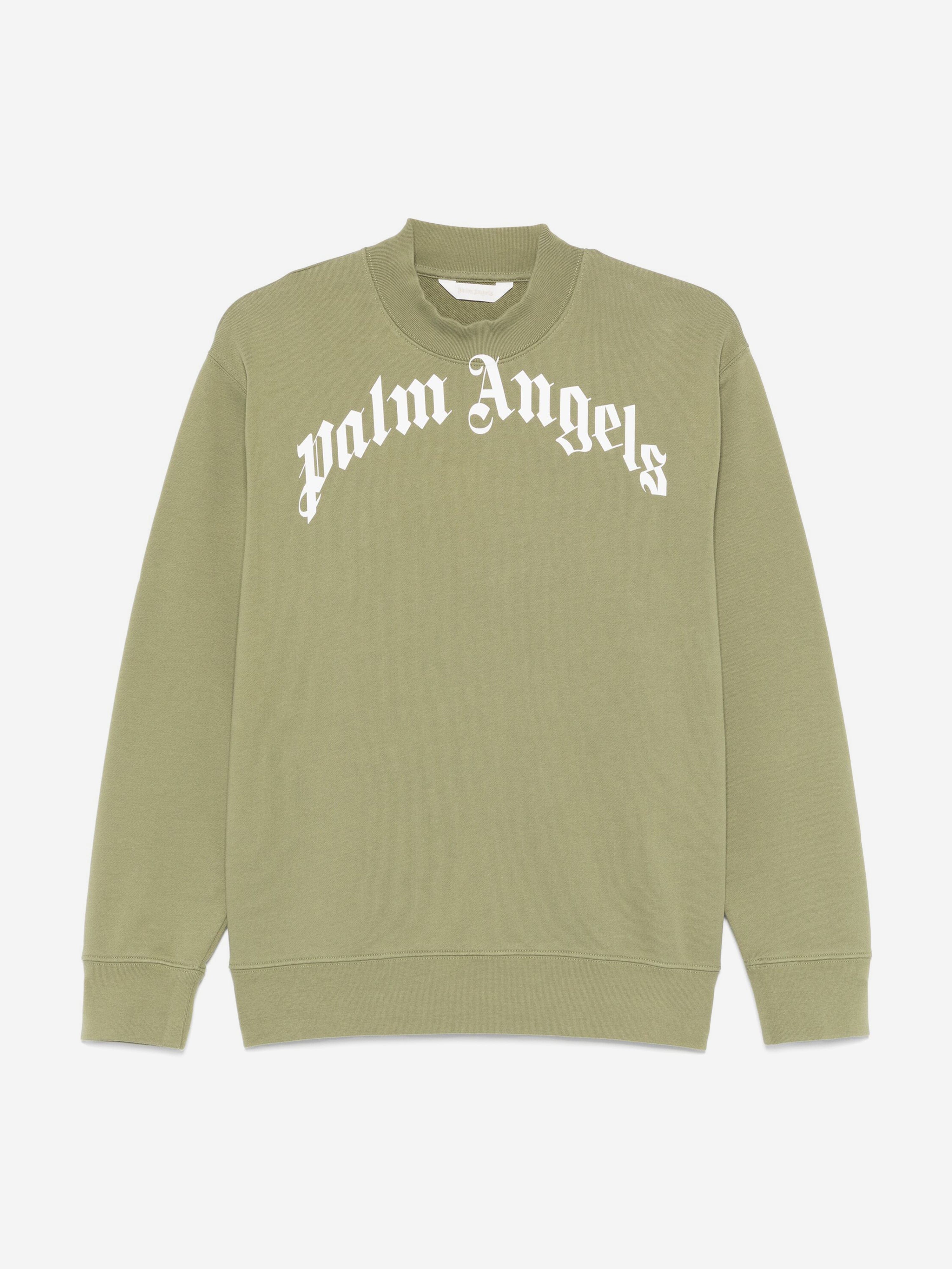 Palm Angels Kids Classic Curved Logo Sweatshirt in Green