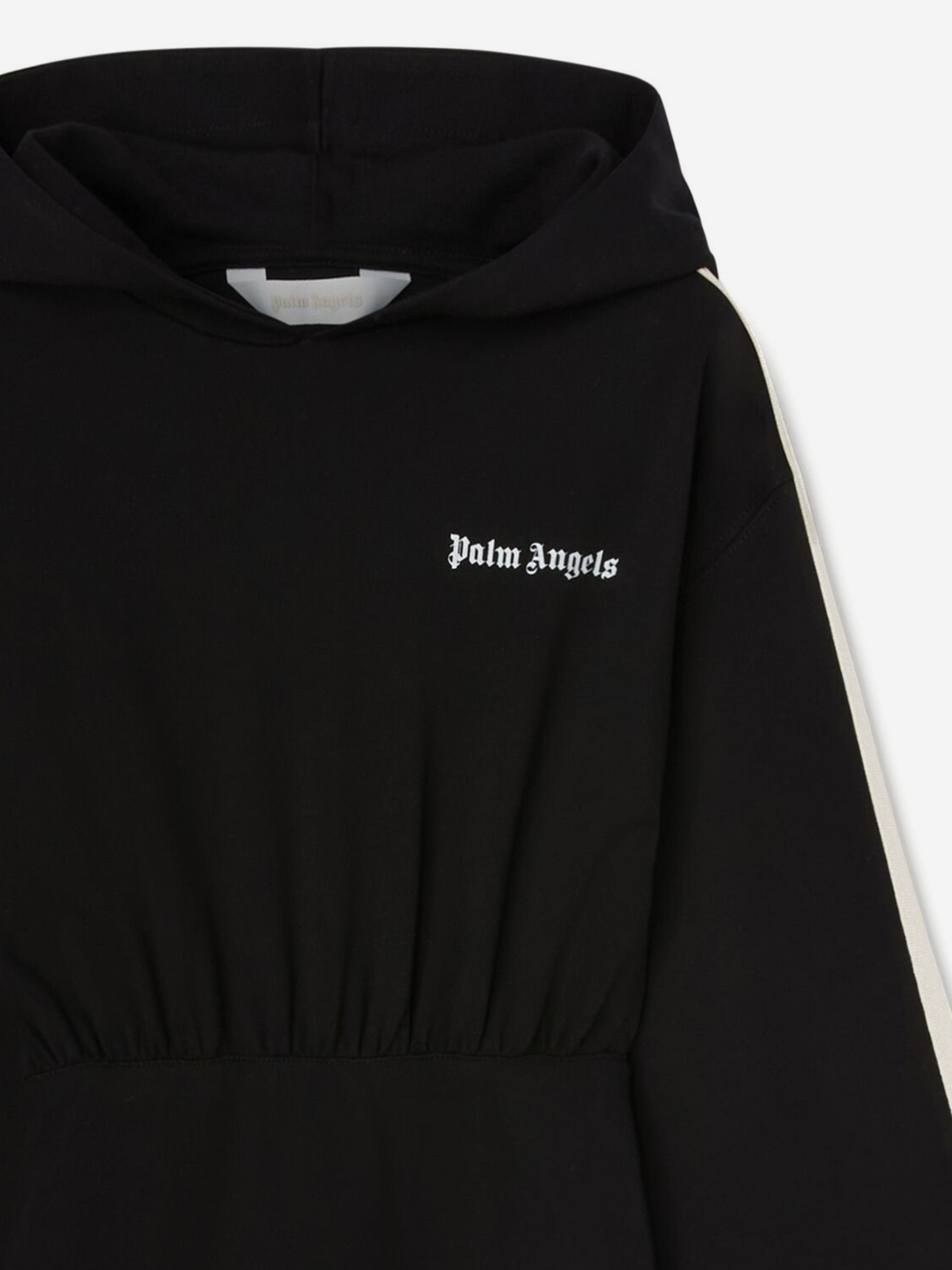 Palm Angels Girls New Track Hoodie Dress in Black