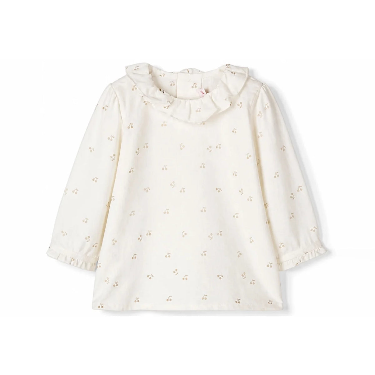 Baby Girls Beige Cherry Printed Cotton Blouse
