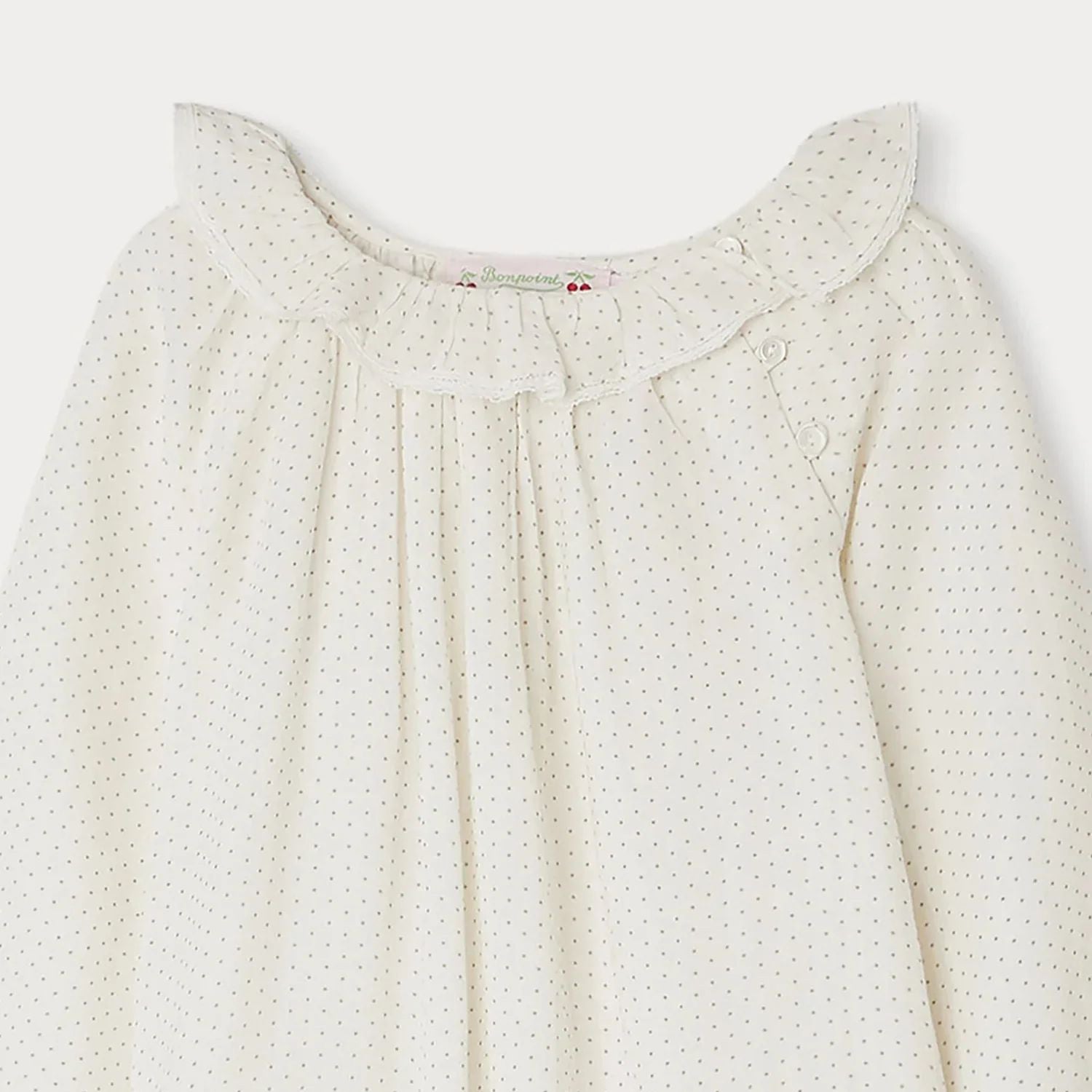 Girls White Dots Cotton Night Dress
