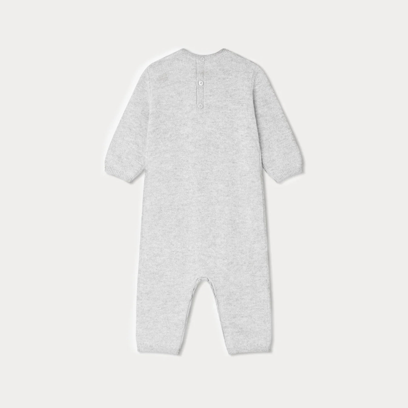 Baby Boys & Girls Light Grey Cherry Jacquard Cashmere Babysuit