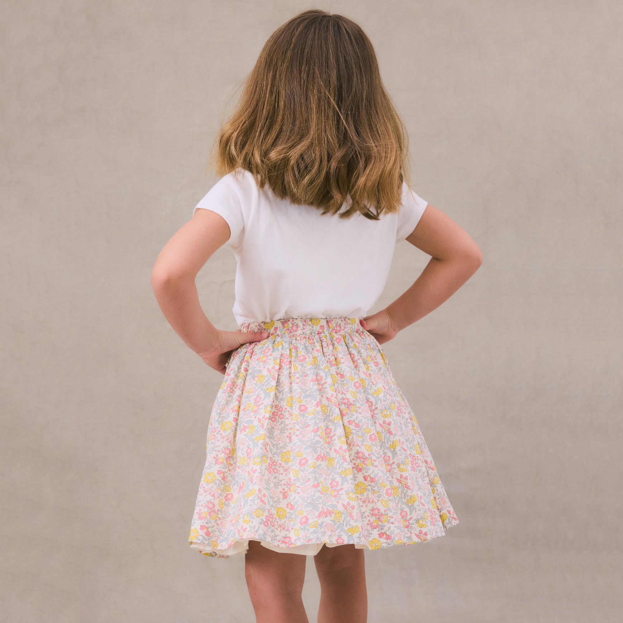 Girls Pink Floral Cotton Skirt