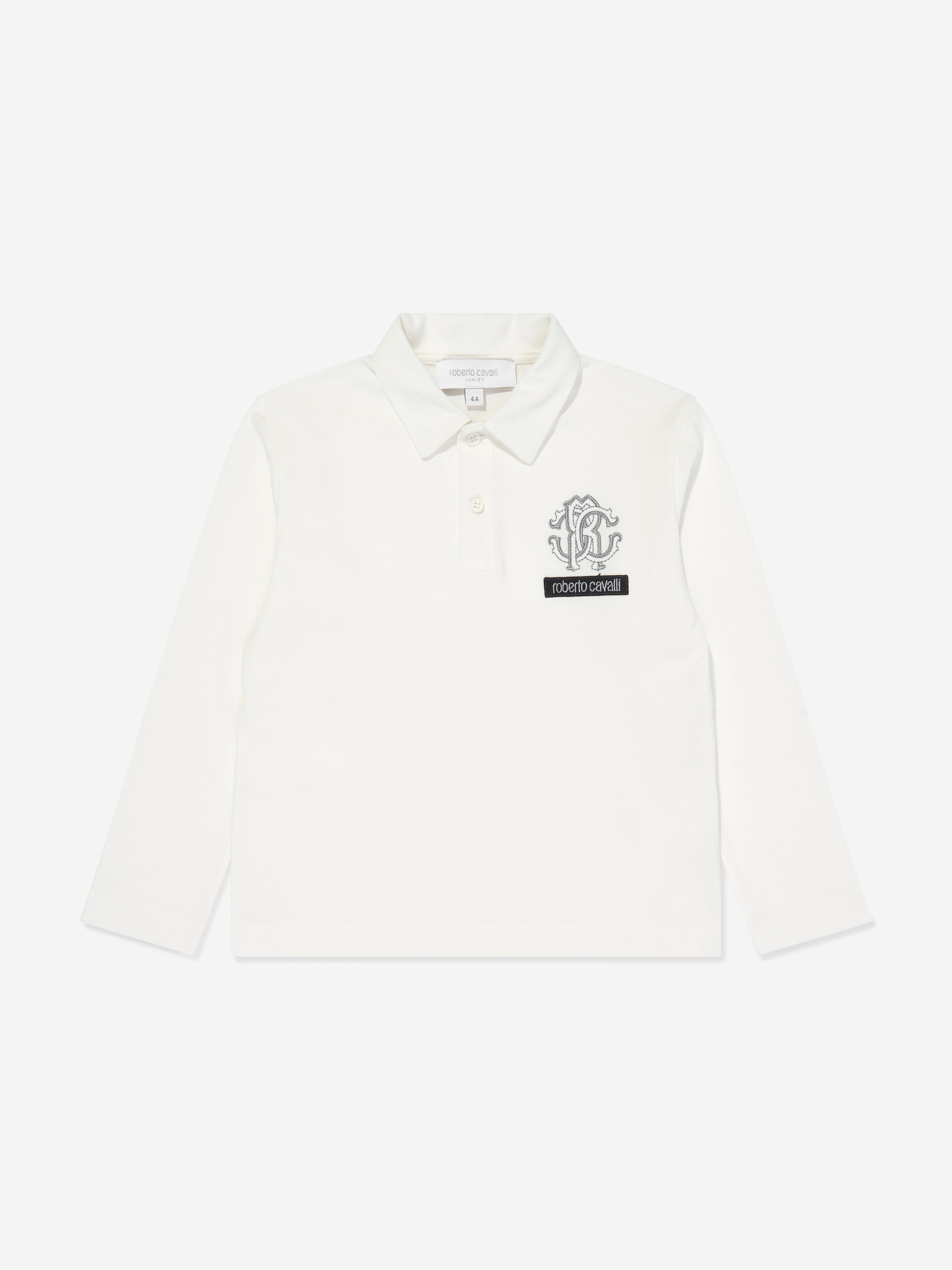 Boys Long Sleeve Logo Polo Shirt in White