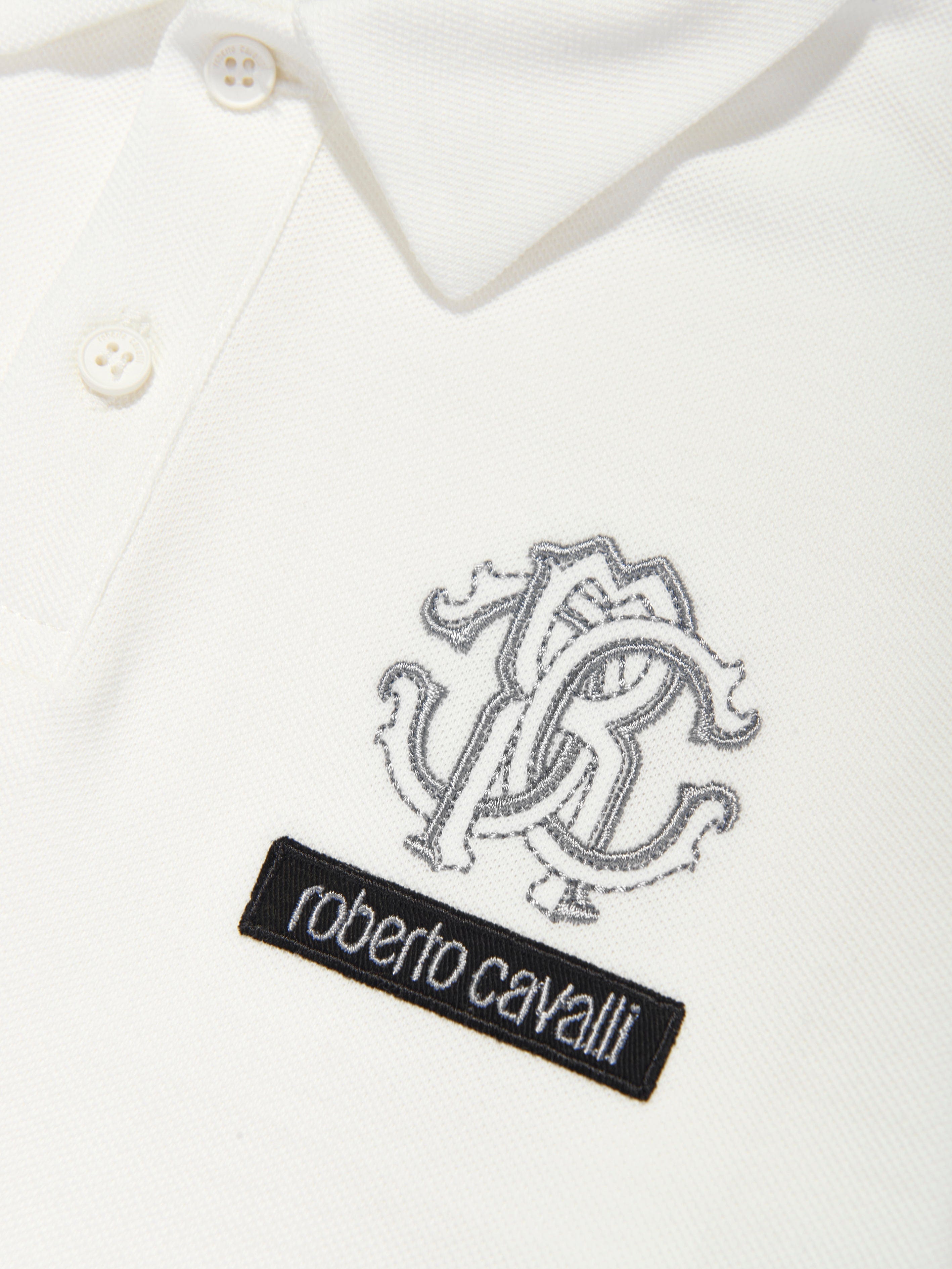 Boys Long Sleeve Logo Polo Shirt in White