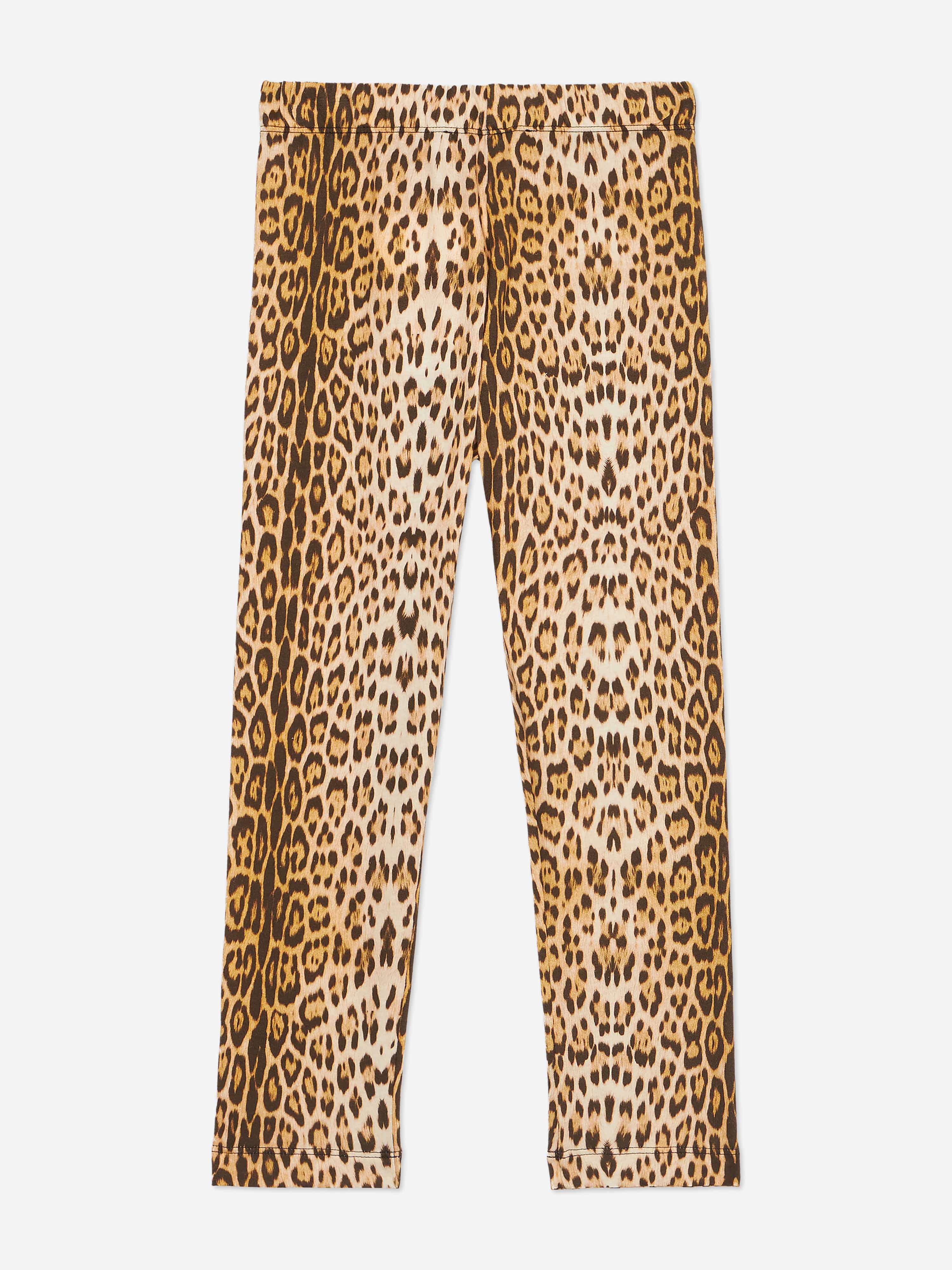 Girls Branded Leggings in Brown