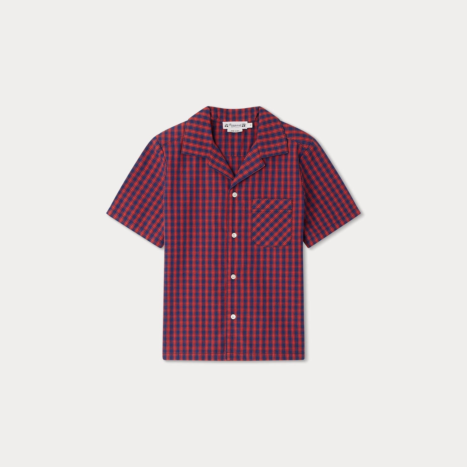 Boys Red Check Cotton Shirt