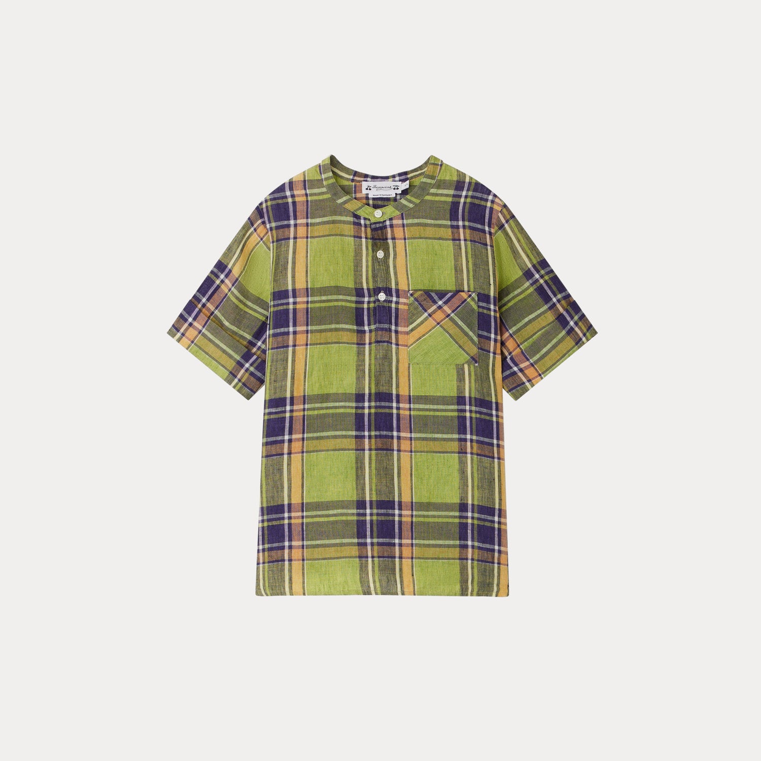 Boys Green Check Linen Shirt