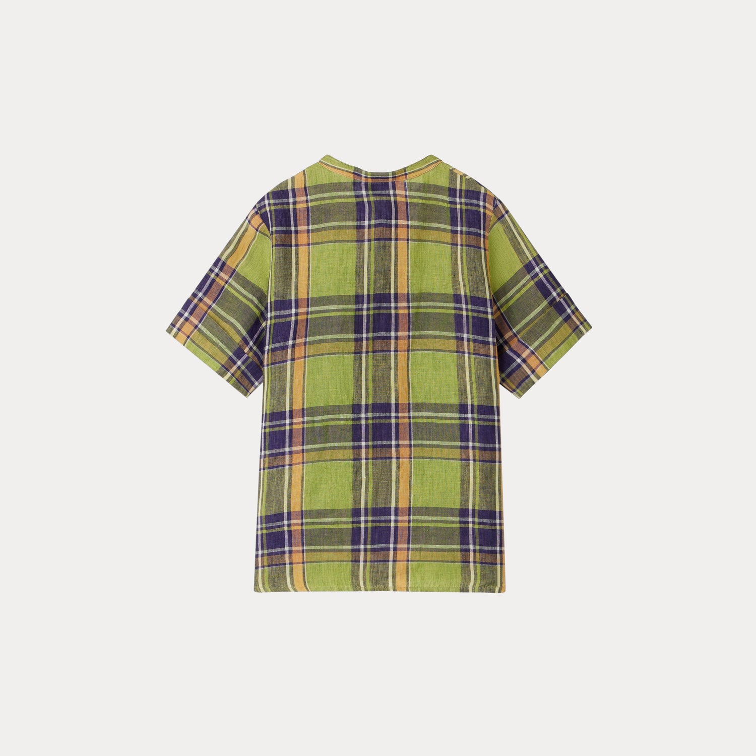 Boys Green Check Linen Shirt